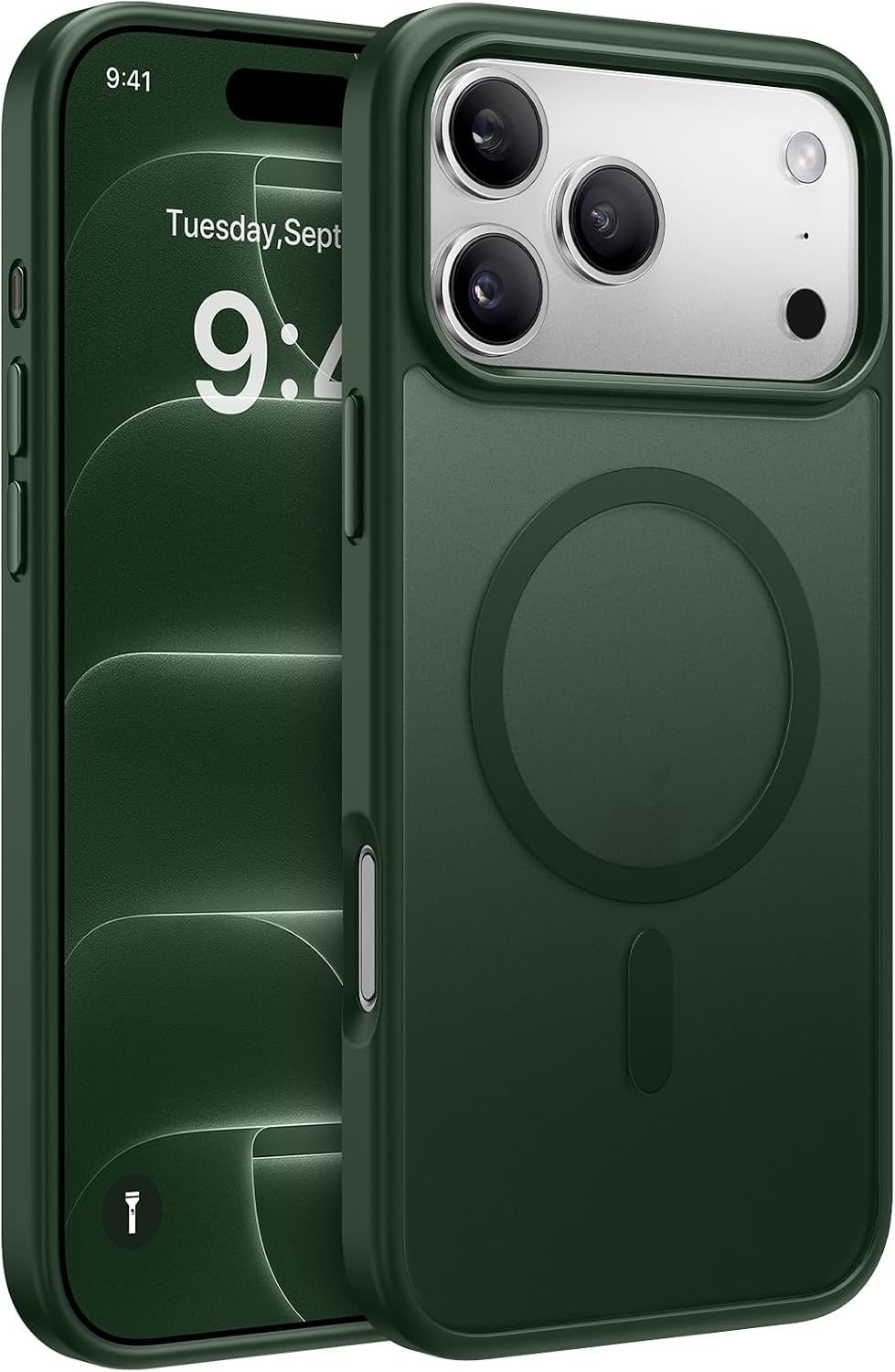 image:imageMiracase for iPhone 16 Pro Matte Series Case Magnetic OrangeDark Green
