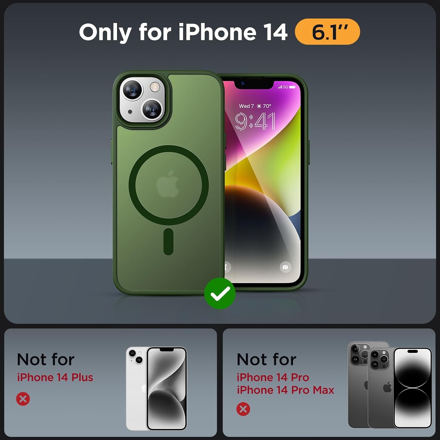 image:imageMiracase for iPhone 16 Pro Matte Series Case Magnetic OrangeDark Green
