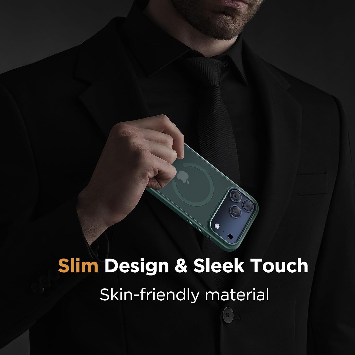 image:imageMiracase for iPhone 16 Pro Matte Series Case Magnetic OrangeDark Green