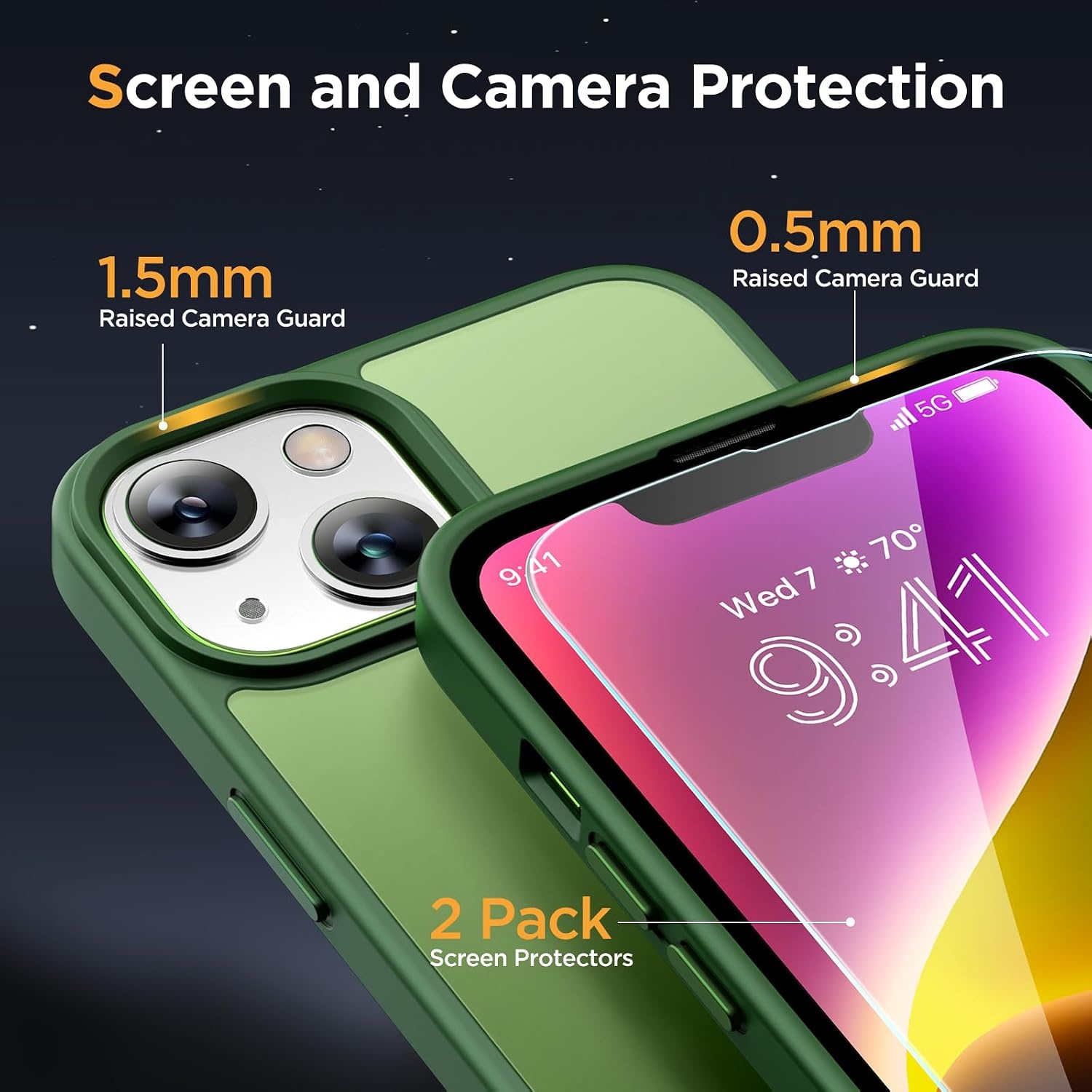 image:imageMiracase for iPhone 16 Pro Matte Series Case Magnetic OrangeDark Green