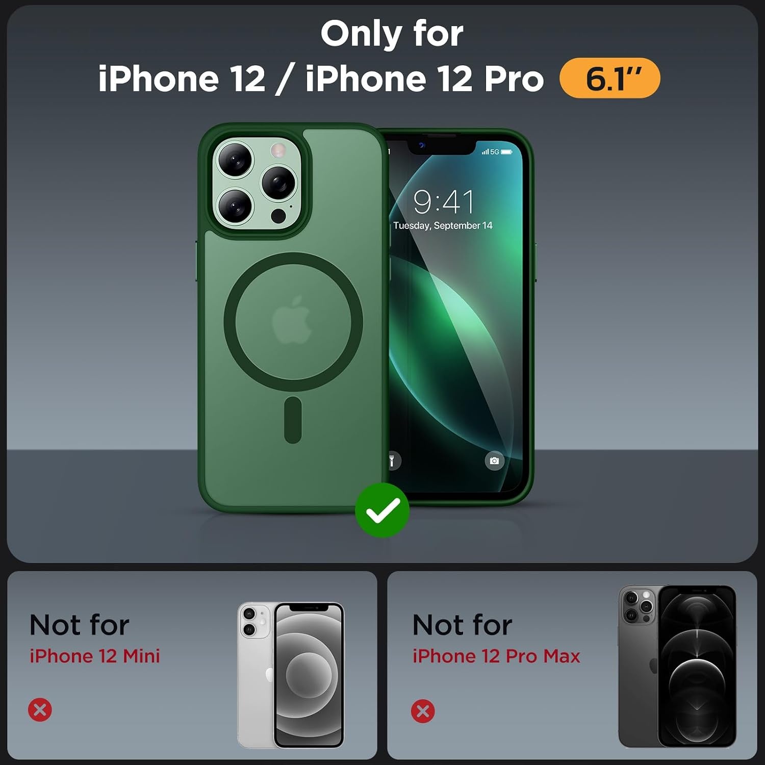 image:imageMiracase for iPhone 16 Pro Matte Series Case Magnetic OrangeDark Green