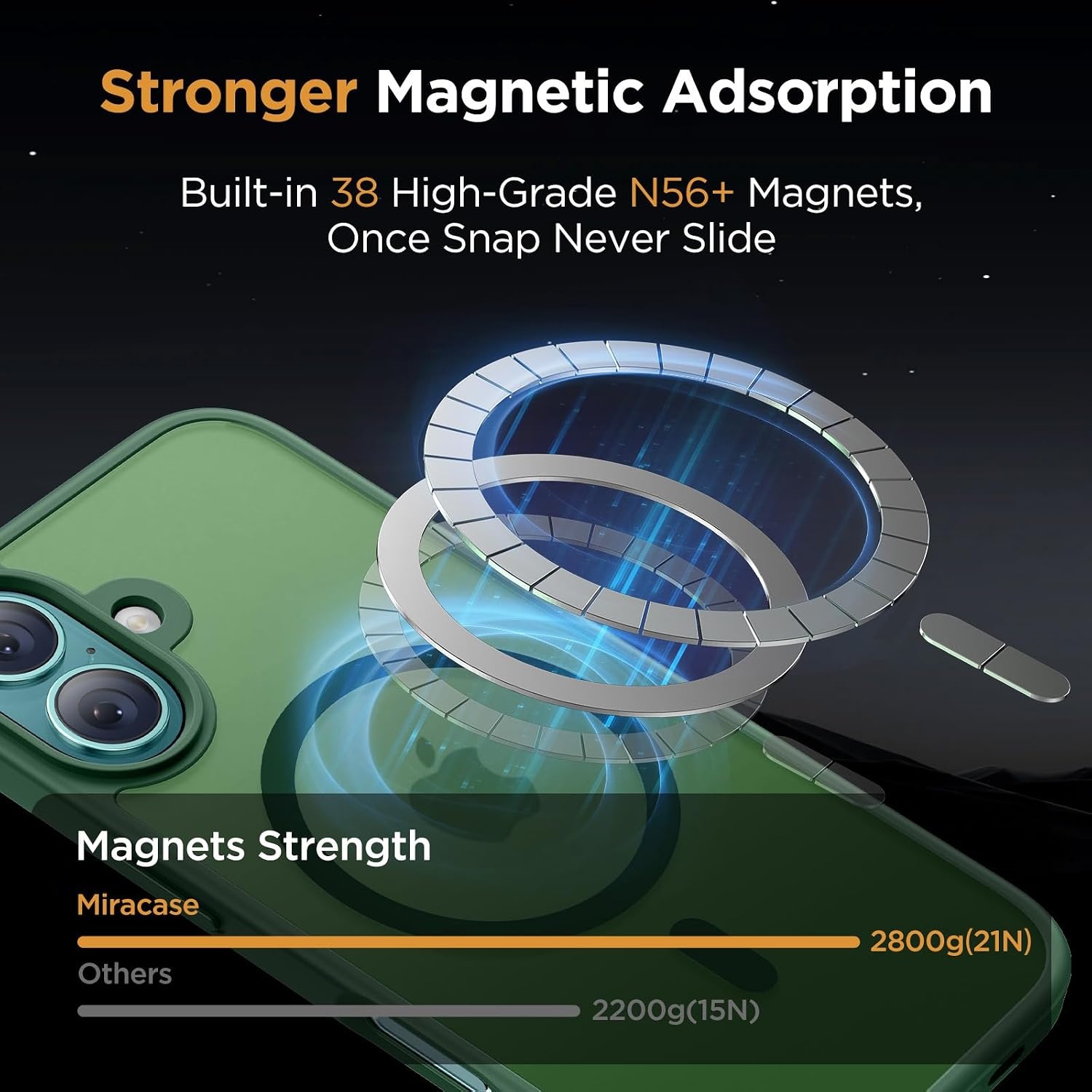 image:imageMiracase for iPhone 16 Pro Matte Series Case Magnetic OrangeDark Green