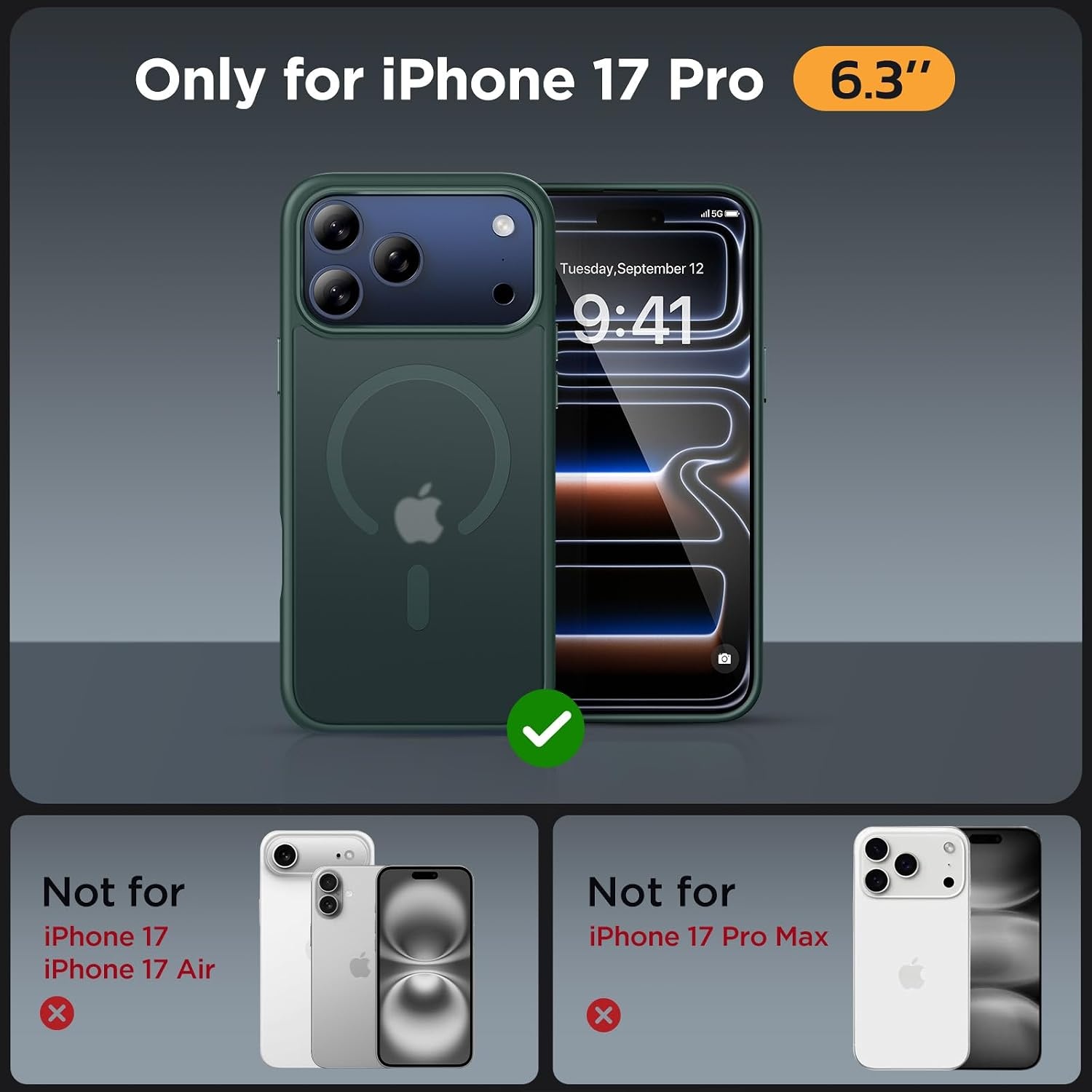 image:imageMiracase for iPhone 16 Pro Matte Series Case Magnetic OrangeDark Green