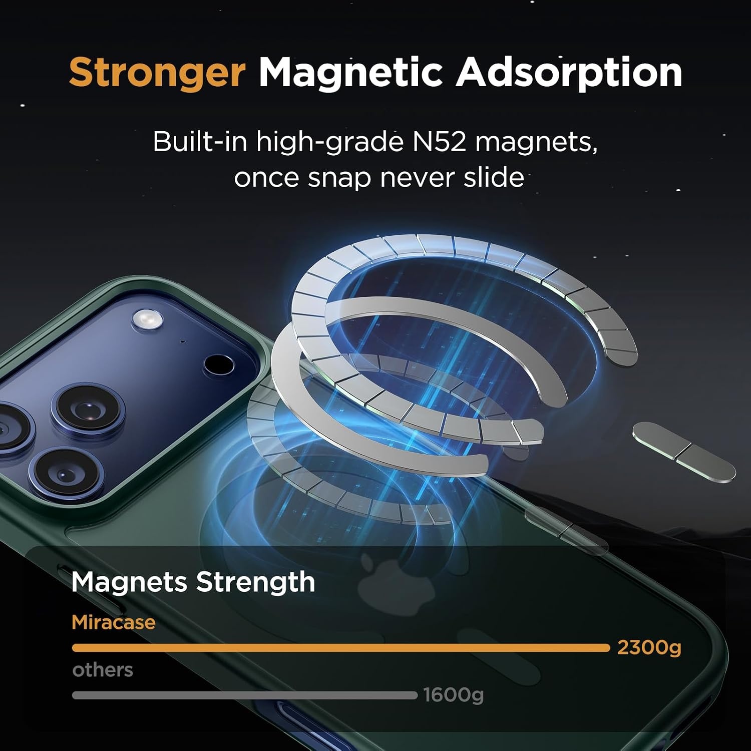image:imageMiracase for iPhone 16 Pro Matte Series Case Magnetic OrangeDark Green
