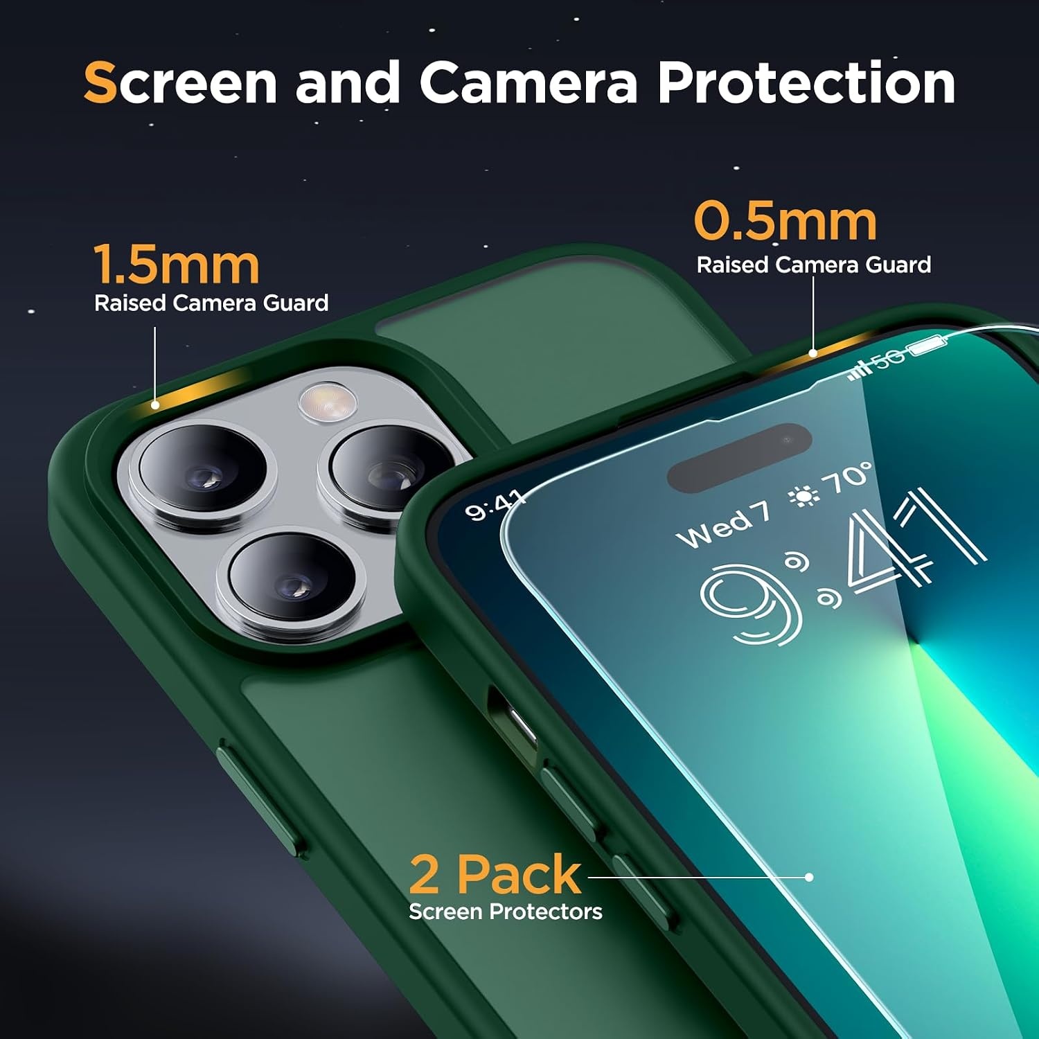 image:imageMiracase for iPhone 16 Pro Matte Series Case Magnetic OrangeDark Green