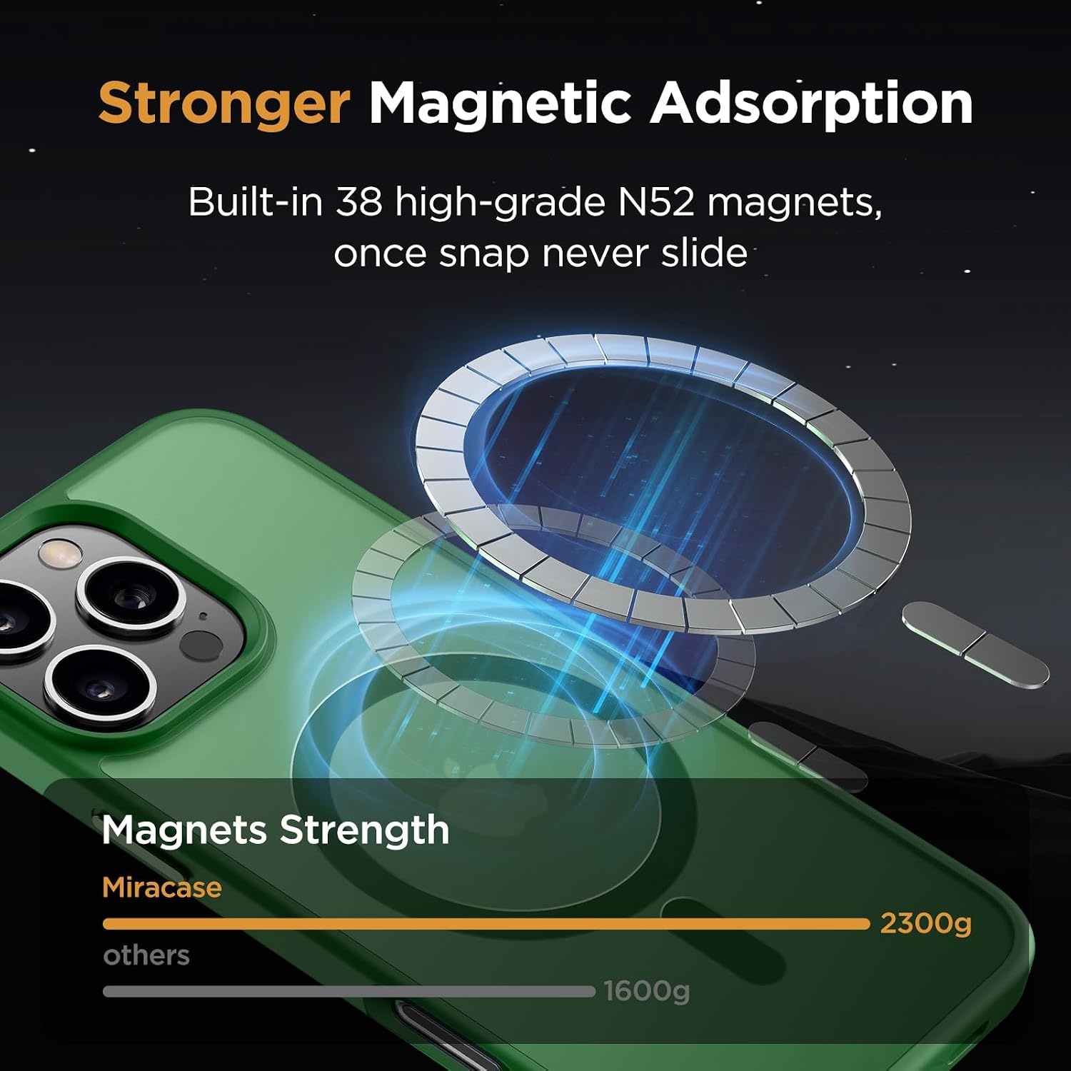 image:imageMiracase for iPhone 16 Pro Matte Series Case Magnetic OrangeDark Green