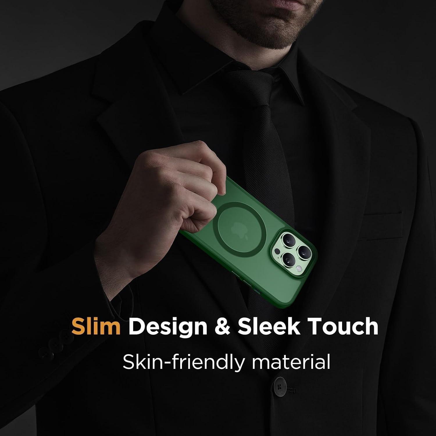 image:imageMiracase for iPhone 16 Pro Matte Series Case Magnetic OrangeDark Green