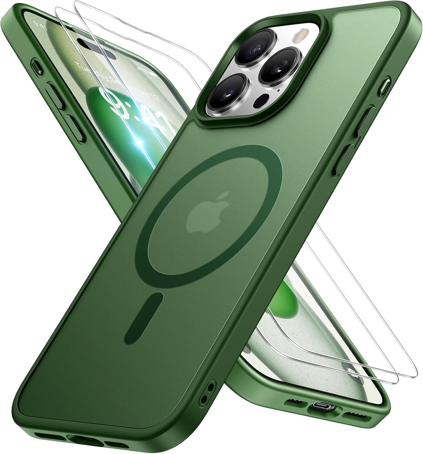 image:imageMiracase for iPhone 16 Pro Matte Series Case Magnetic OrangeDark Green