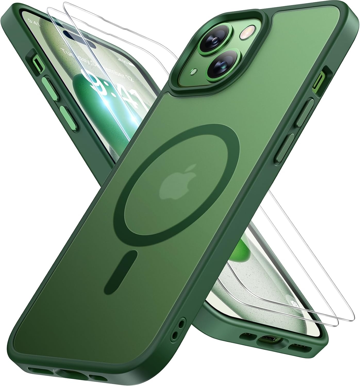 image:imageMiracase for iPhone 16 Pro Matte Series Case Magnetic OrangeDark Green