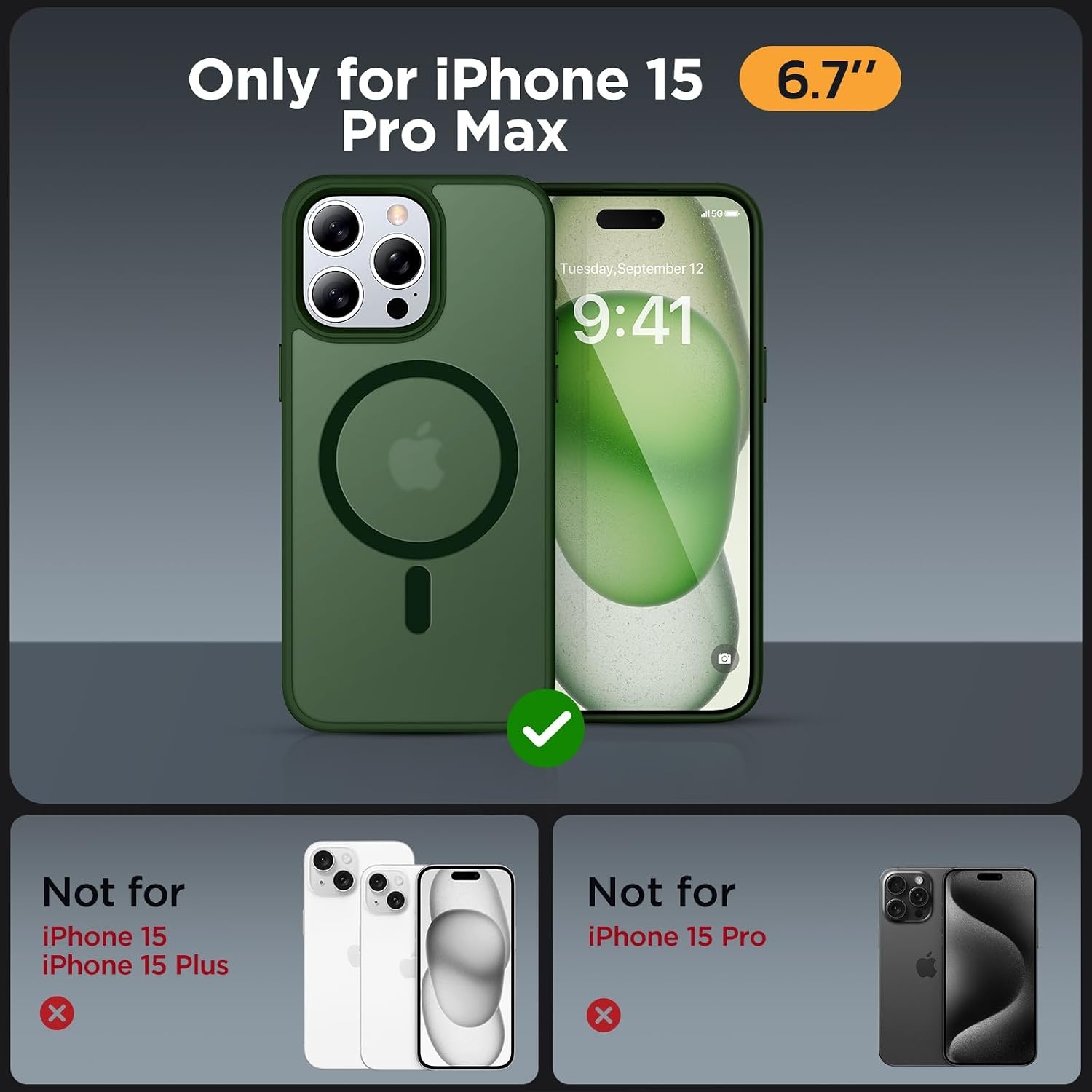 image:imageMiracase for iPhone 16 Pro Matte Series Case Magnetic OrangeDark Green