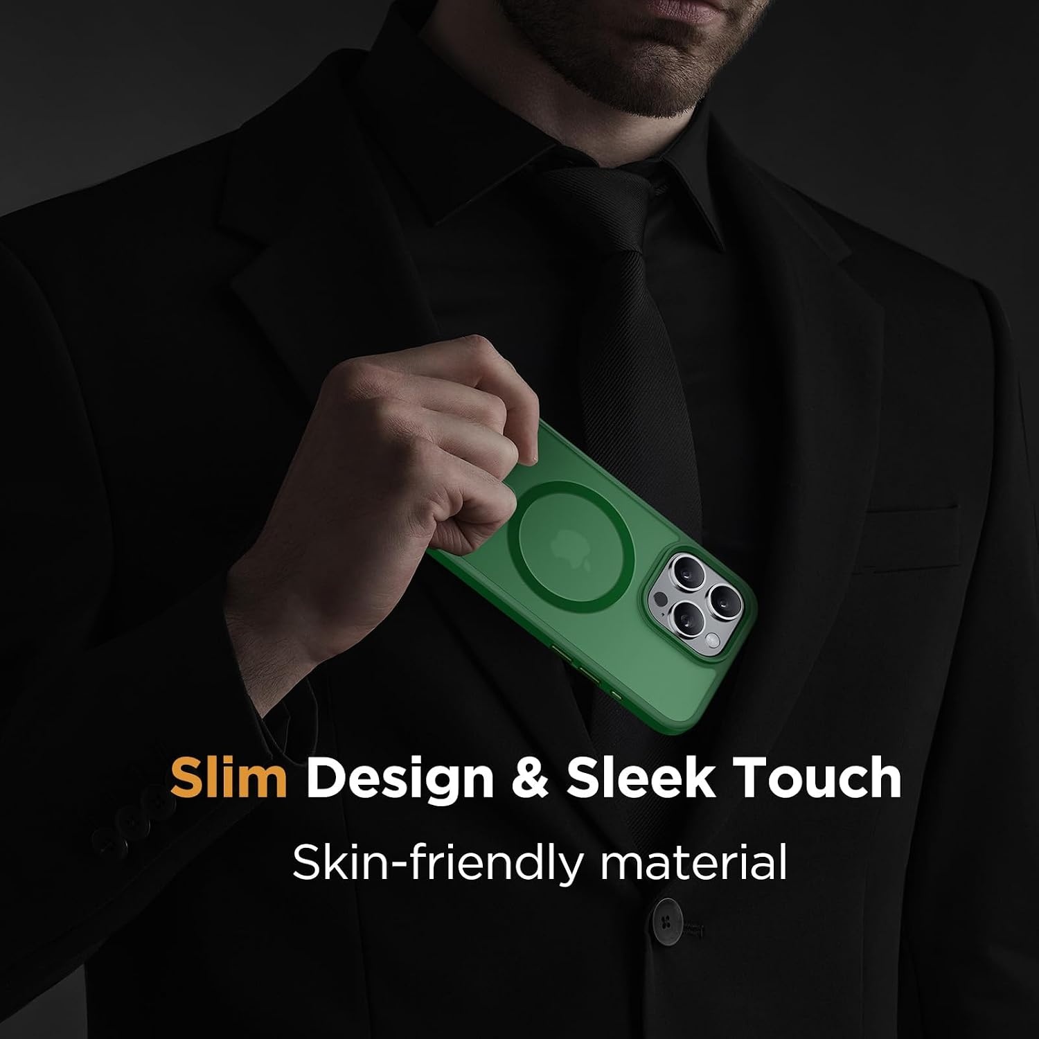 image:imageMiracase for iPhone 16 Pro Matte Series Case Magnetic OrangeDark Green