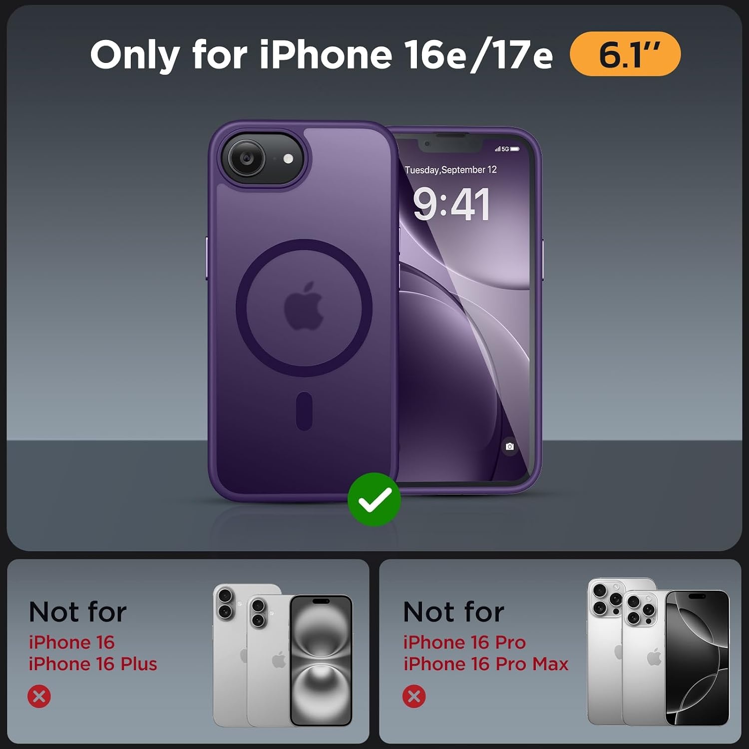 image:imageMiracase for iPhone 16 Pro Matte Series Case Magnetic OrangeDark Purple