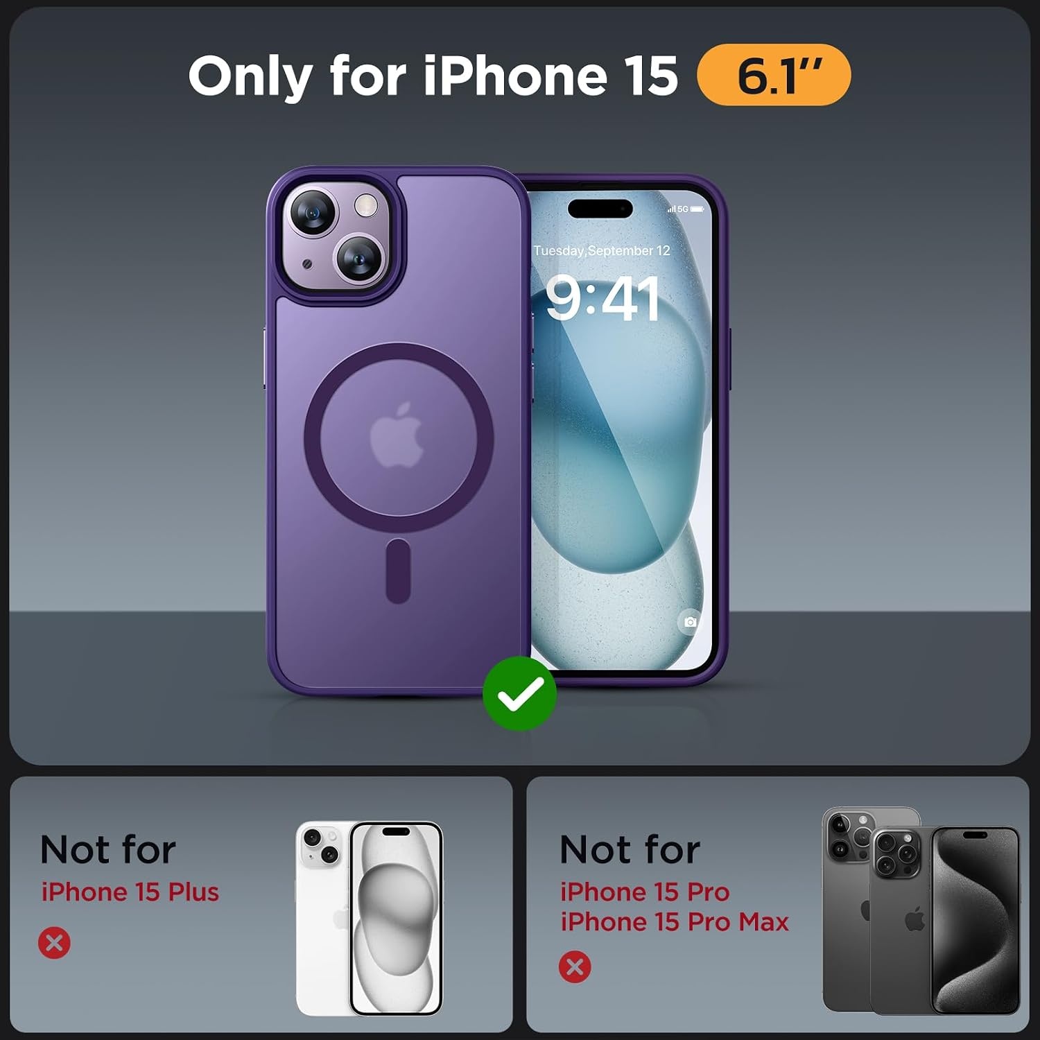 image:imageMiracase for iPhone 16 Pro Matte Series Case Magnetic OrangeDark Purple