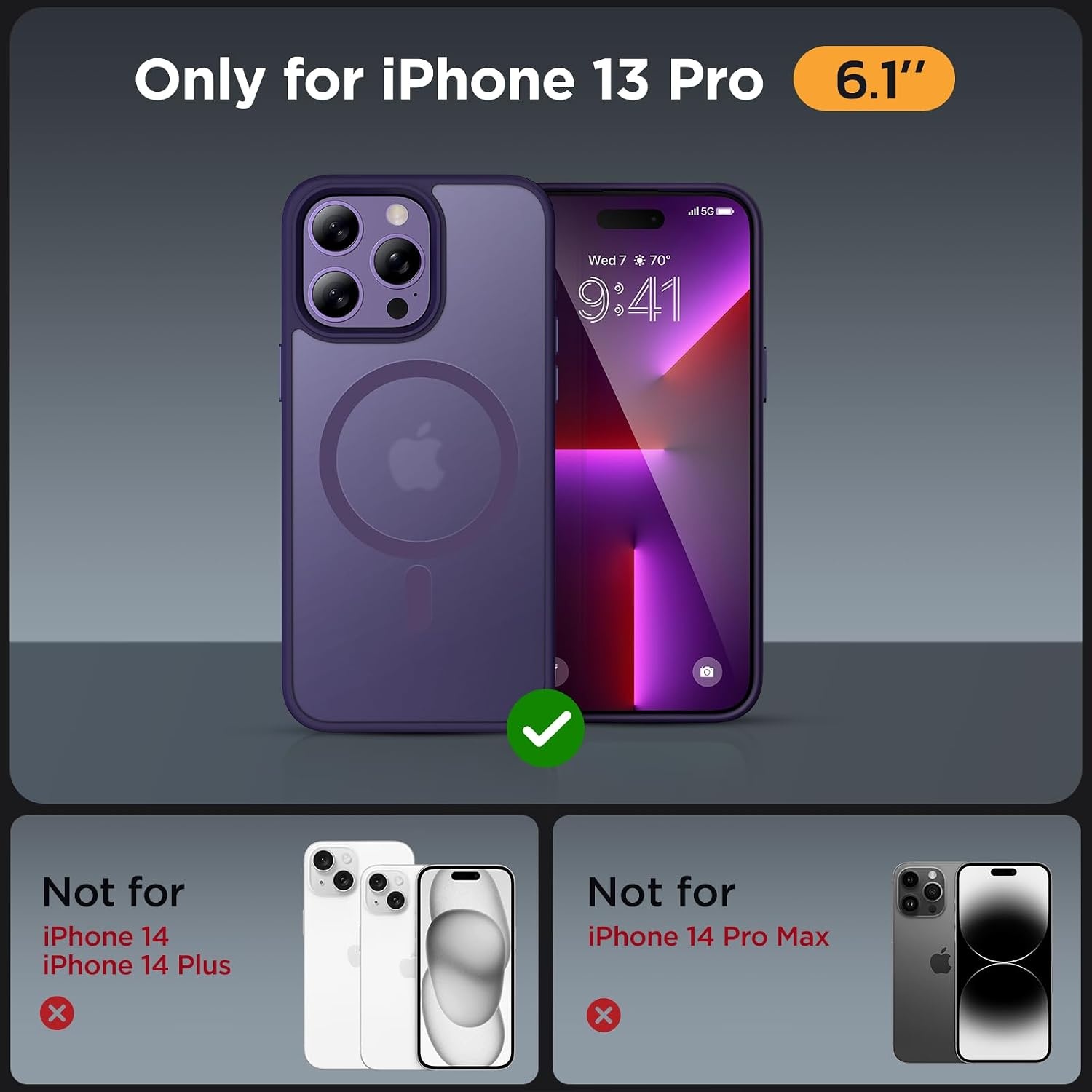 image:imageMiracase for iPhone 16 Pro Matte Series Case Magnetic OrangeDark Purple