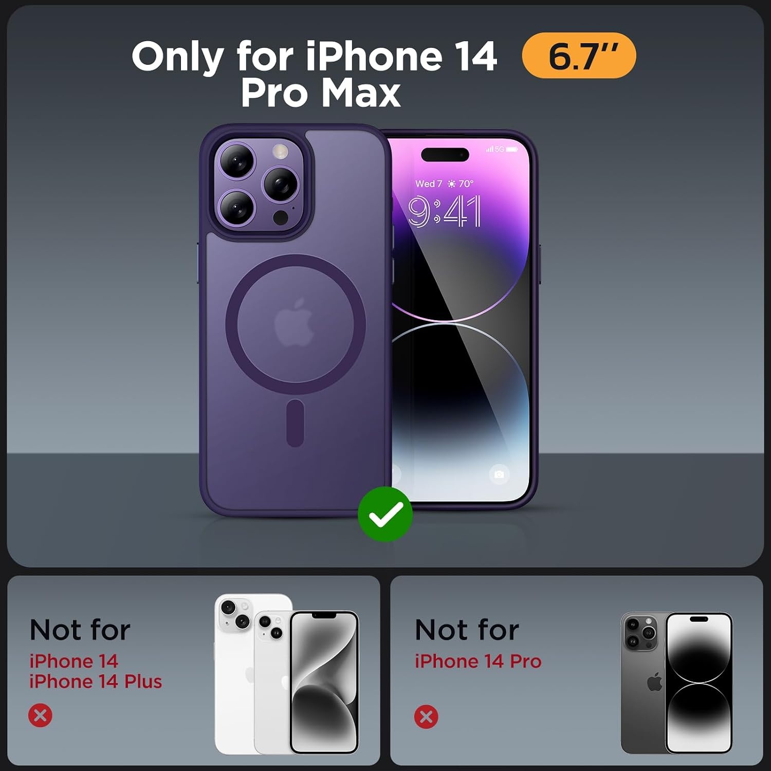 image:imageMiracase for iPhone 16 Pro Matte Series Case Magnetic OrangeDark Purple