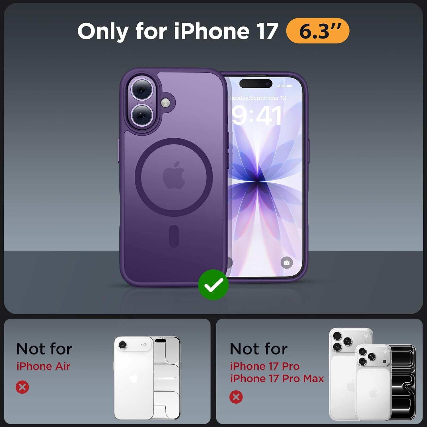 image:imageMiracase for iPhone 16 Pro Matte Series Case Magnetic OrangeDark Purple