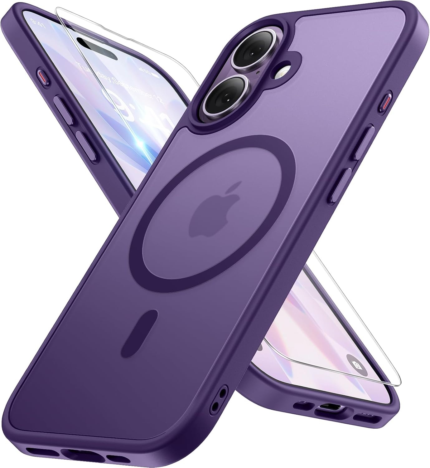 image:imageMiracase for iPhone 16 Pro Matte Series Case Magnetic OrangeDark Purple