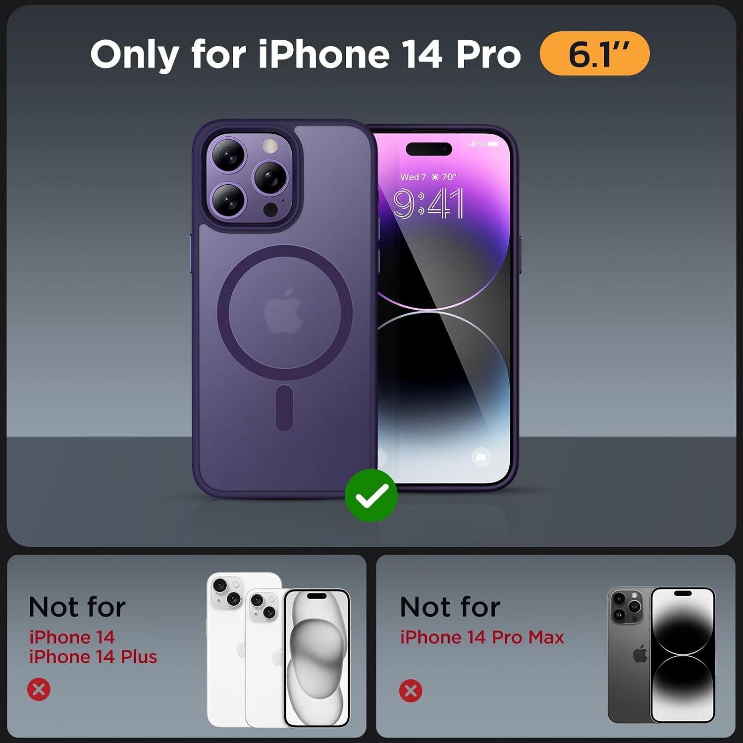 image:imageMiracase for iPhone 16 Pro Matte Series Case Magnetic OrangeDark Purple