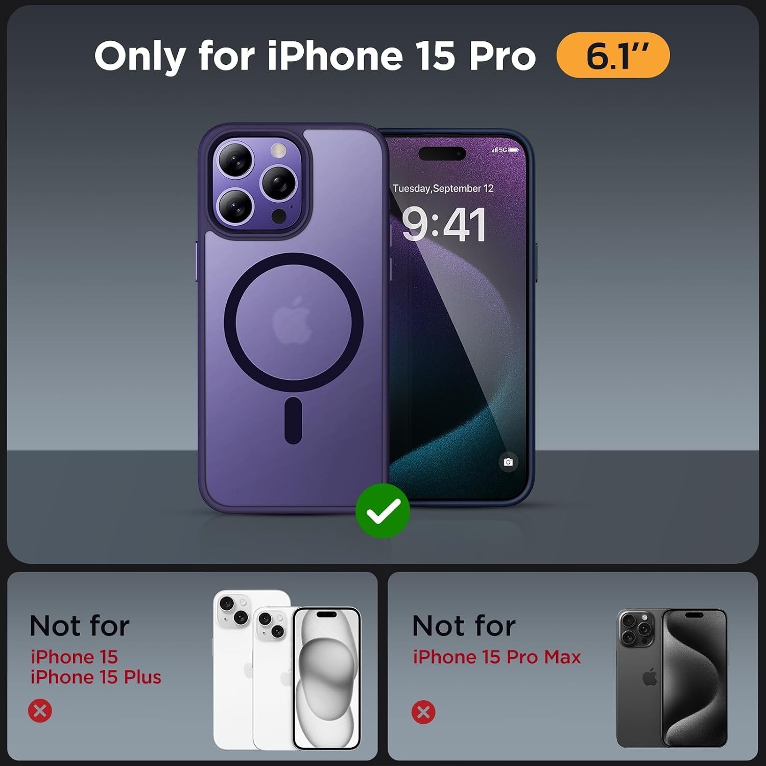 image:imageMiracase for iPhone 16 Pro Matte Series Case Magnetic OrangeDark Purple