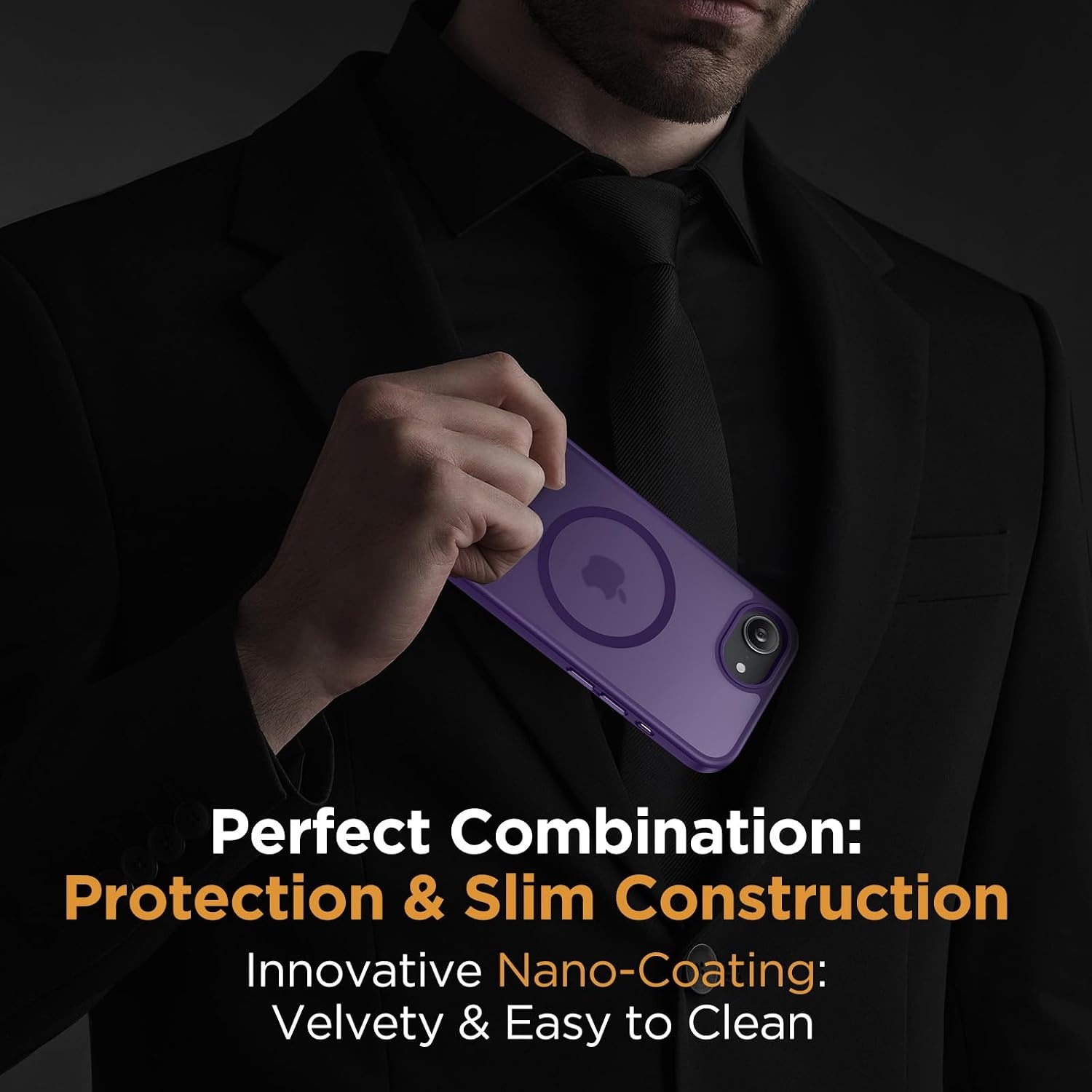 image:imageMiracase for iPhone 16 Pro Matte Series Case Magnetic OrangeDark Purple