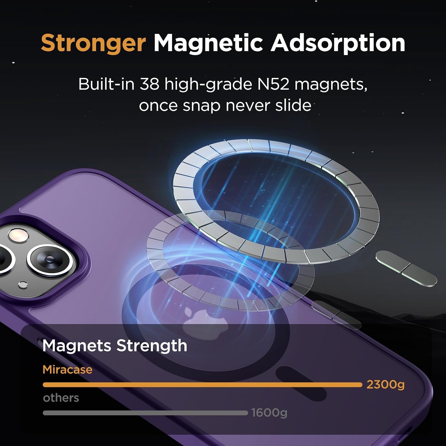 image:imageMiracase for iPhone 16 Pro Matte Series Case Magnetic OrangeDark Purple