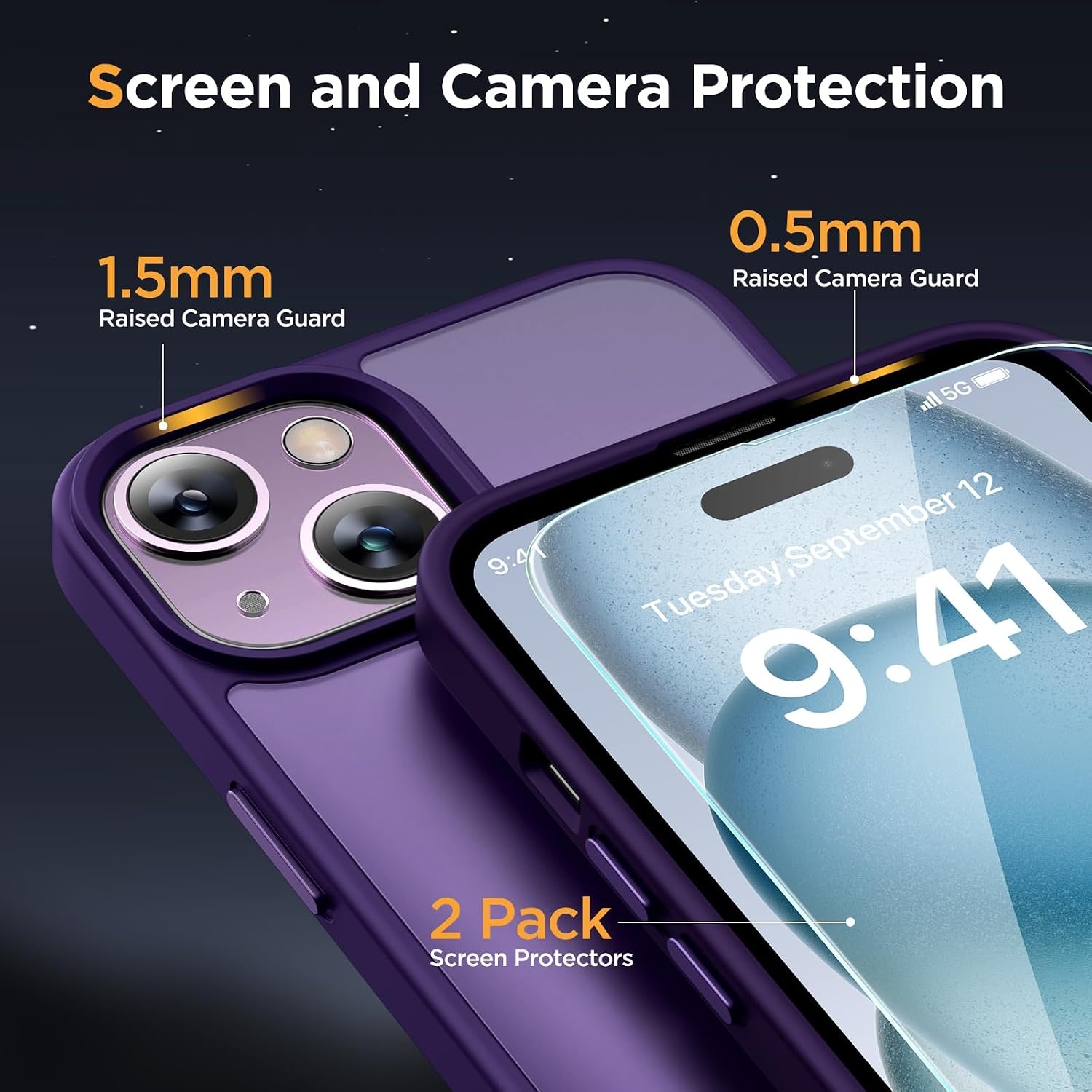 image:imageMiracase for iPhone 16 Pro Matte Series Case Magnetic OrangeDark Purple