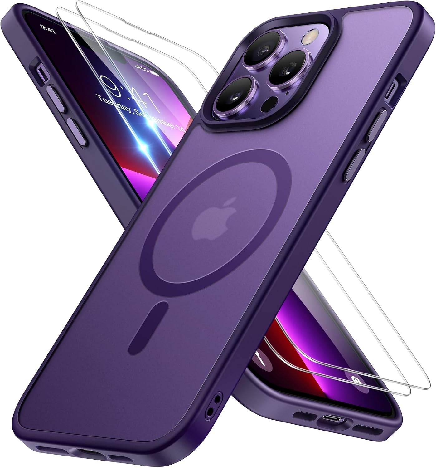 image:imageMiracase for iPhone 16 Pro Matte Series Case Magnetic OrangeDark Purple