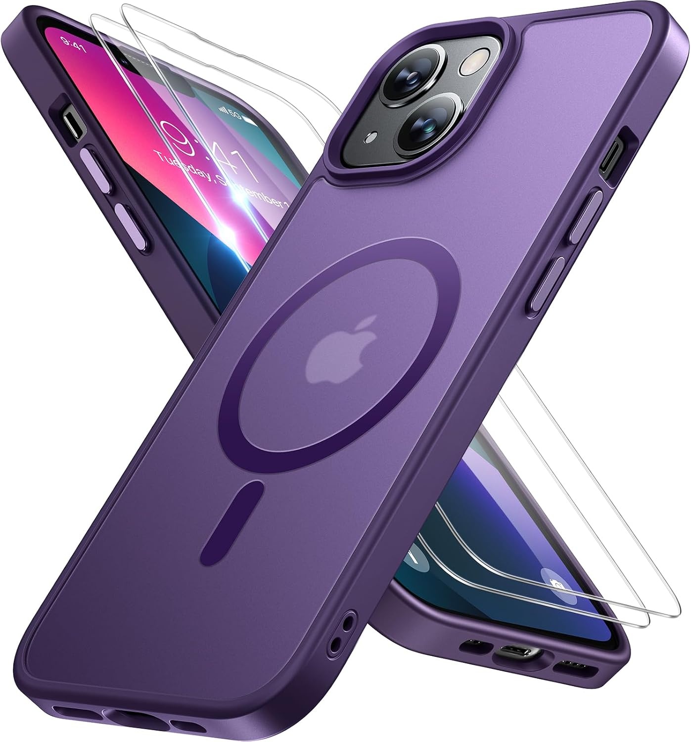 image:imageMiracase for iPhone 16 Pro Matte Series Case Magnetic OrangeDark Purple