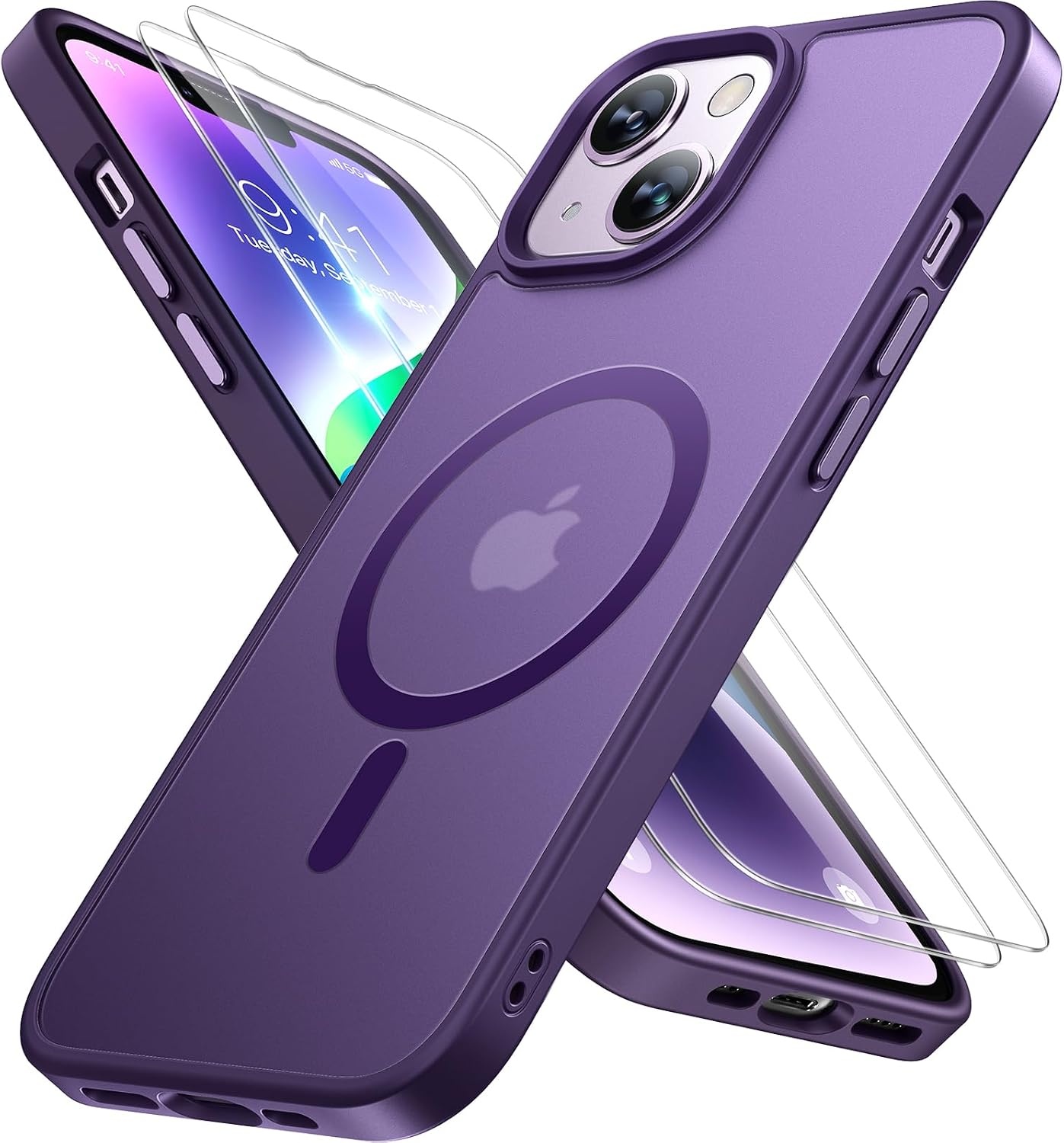 image:imageMiracase for iPhone 16 Pro Matte Series Case Magnetic OrangeDark Purple