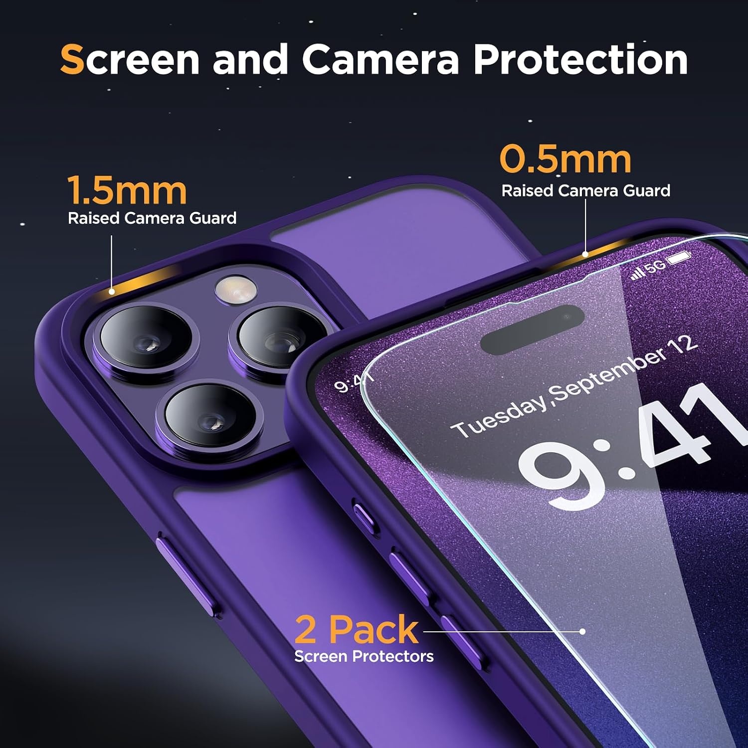 image:imageMiracase for iPhone 16 Pro Matte Series Case Magnetic OrangeDark Purple