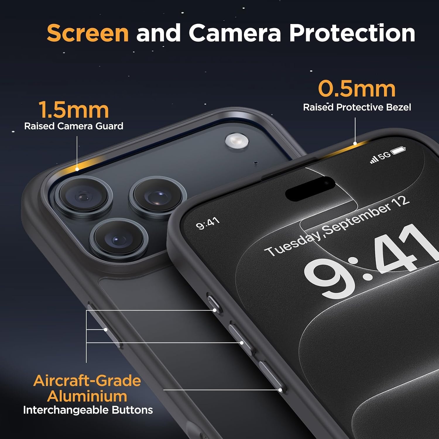 image:imageMiracase for iPhone 16 Pro Matte Series Case Magnetic OrangeDeep Gray