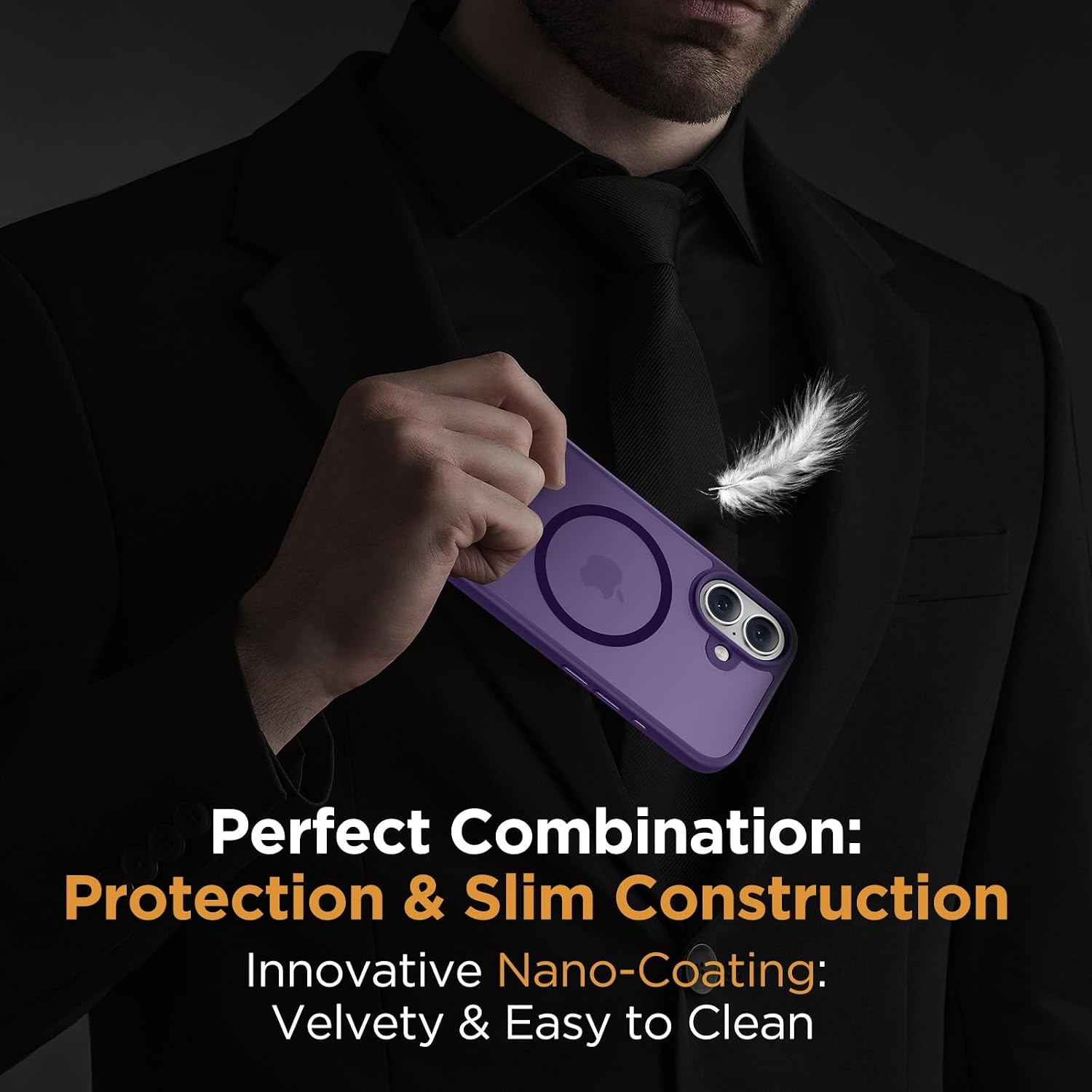 image:imageMiracase for iPhone 16 Pro Matte Series Case Magnetic OrangeDeep Purple