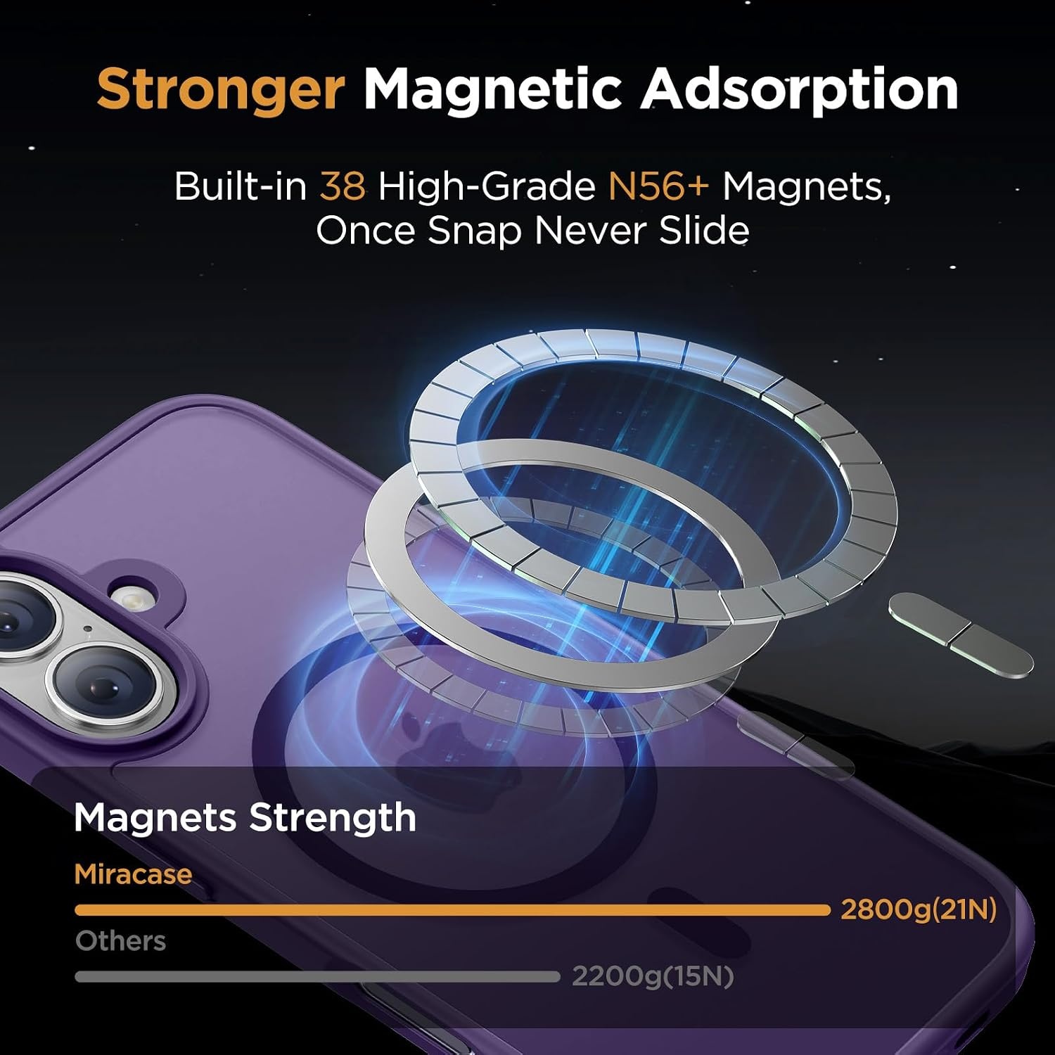 image:imageMiracase for iPhone 16 Pro Matte Series Case Magnetic OrangeDeep Purple