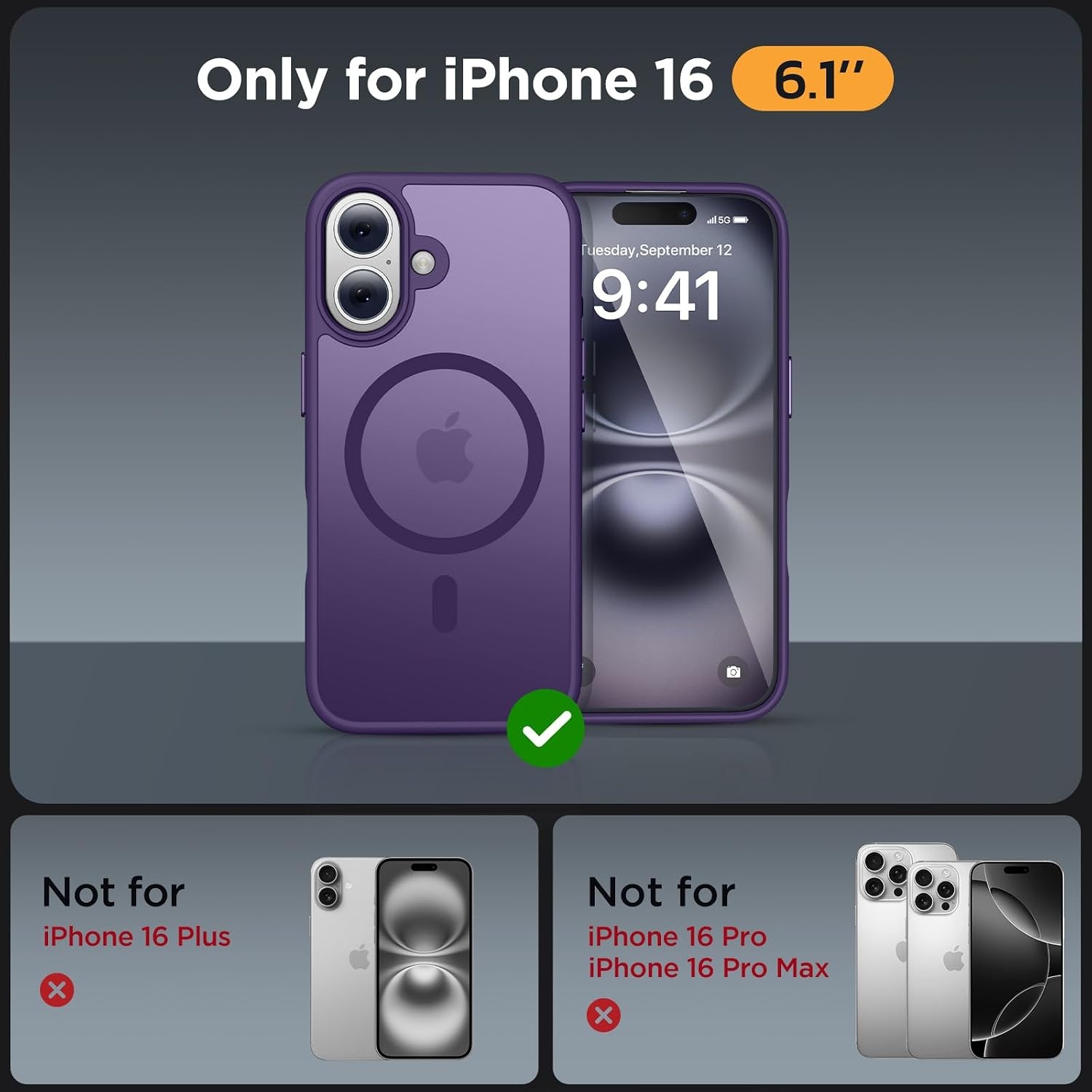 image:imageMiracase for iPhone 16 Pro Matte Series Case Magnetic OrangeDeep Purple