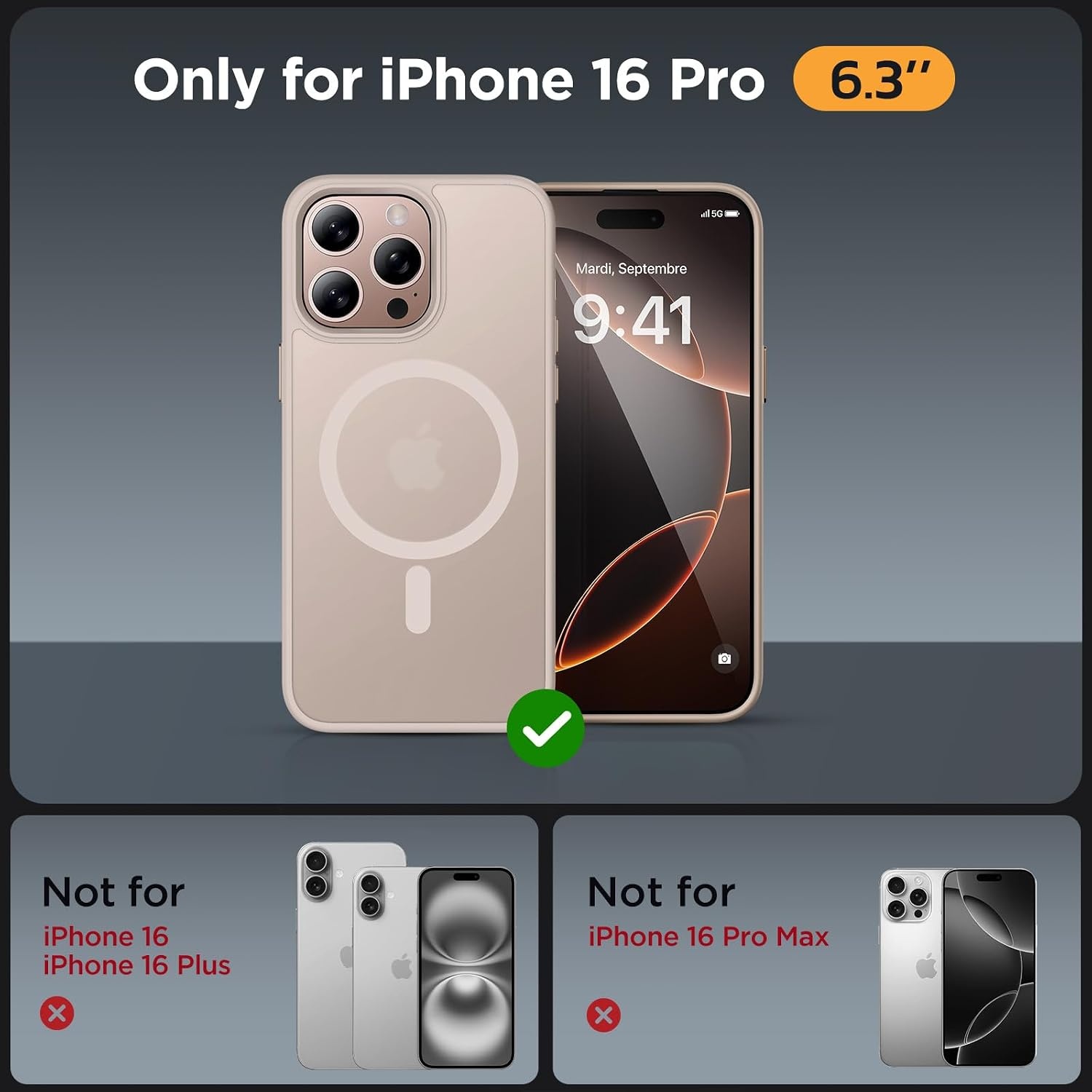 image:imageMiracase for iPhone 16 Pro Matte Series Case Magnetic OrangeDesert Gold