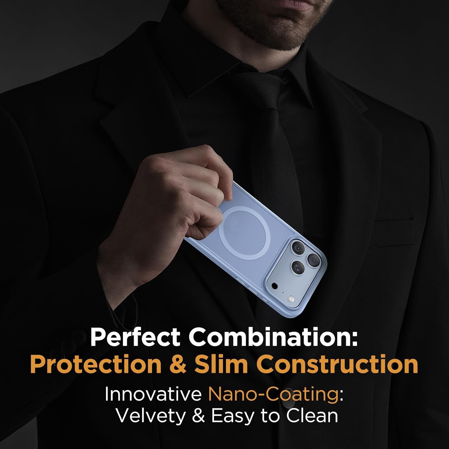 image:imageMiracase for iPhone 16 Pro Matte Series Case Magnetic OrangeGlacier Blue