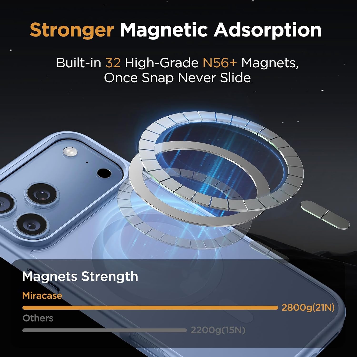 image:imageMiracase for iPhone 16 Pro Matte Series Case Magnetic OrangeGlacier Blue