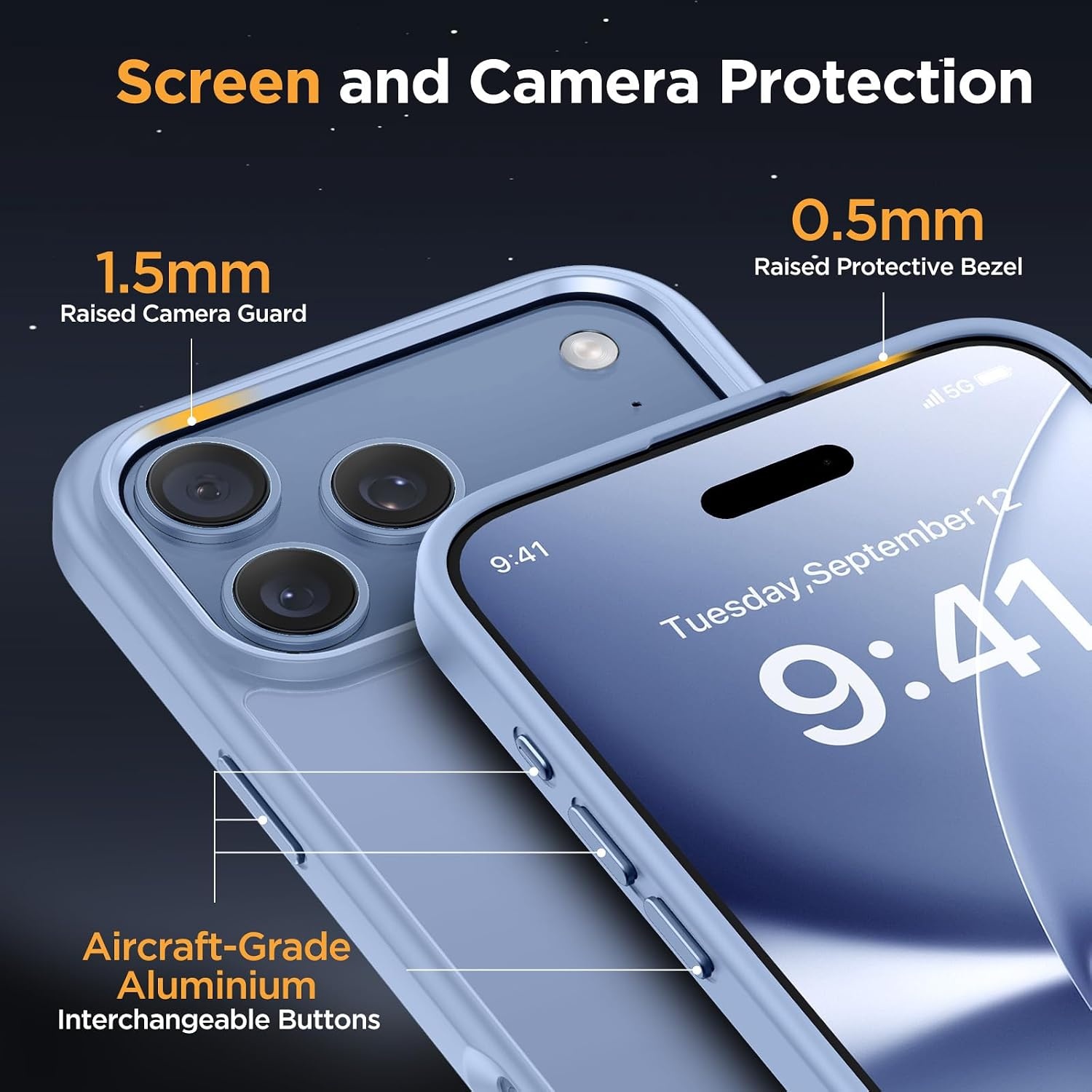 image:imageMiracase for iPhone 16 Pro Matte Series Case Magnetic OrangeGlacier Blue