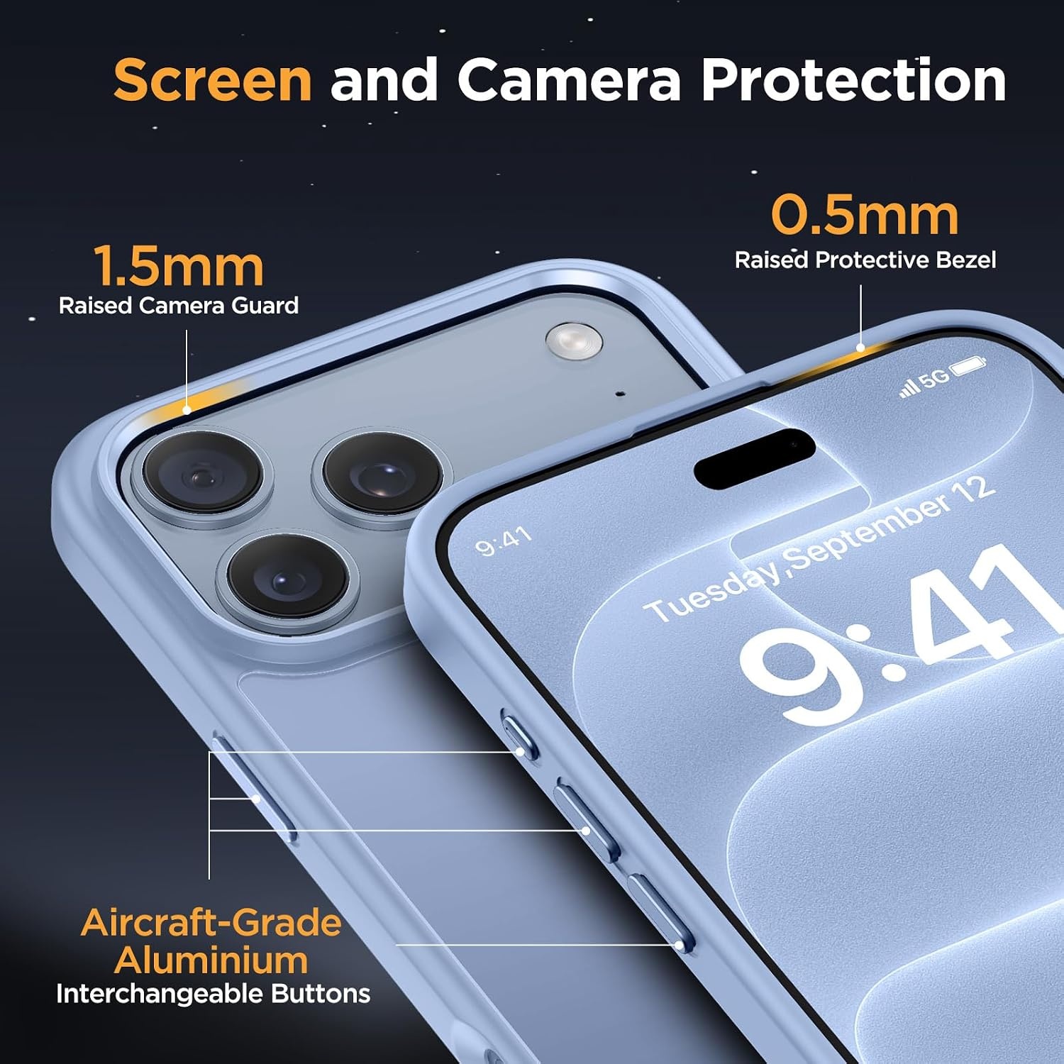 image:imageMiracase for iPhone 16 Pro Matte Series Case Magnetic OrangeGlacier Blue