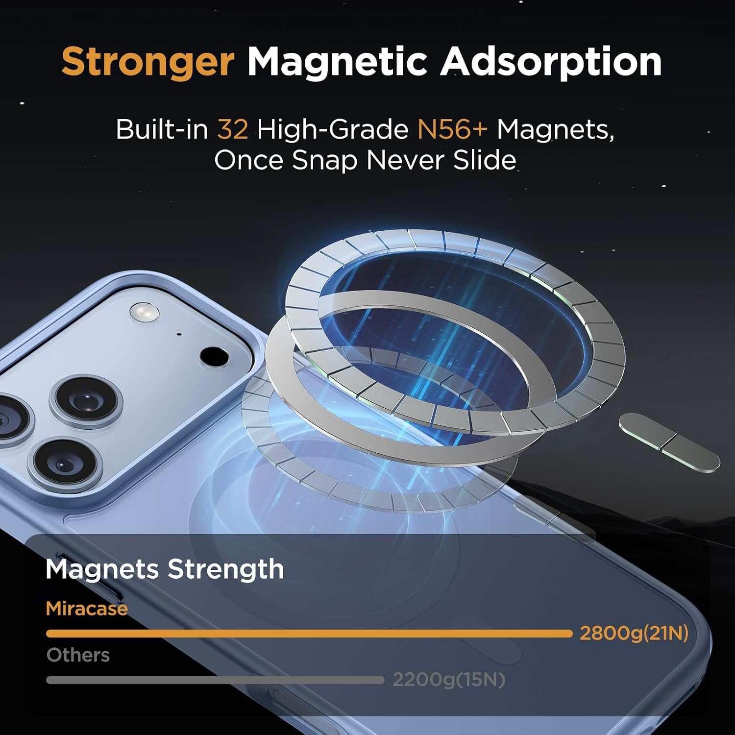 image:imageMiracase for iPhone 16 Pro Matte Series Case Magnetic OrangeGlacier Blue