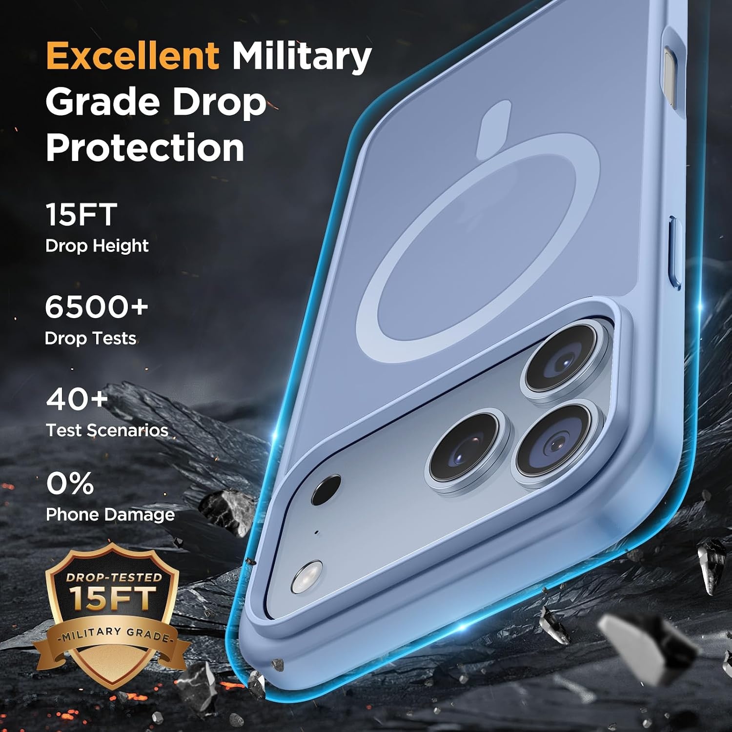 image:imageMiracase for iPhone 16 Pro Matte Series Case Magnetic OrangeGlacier Blue