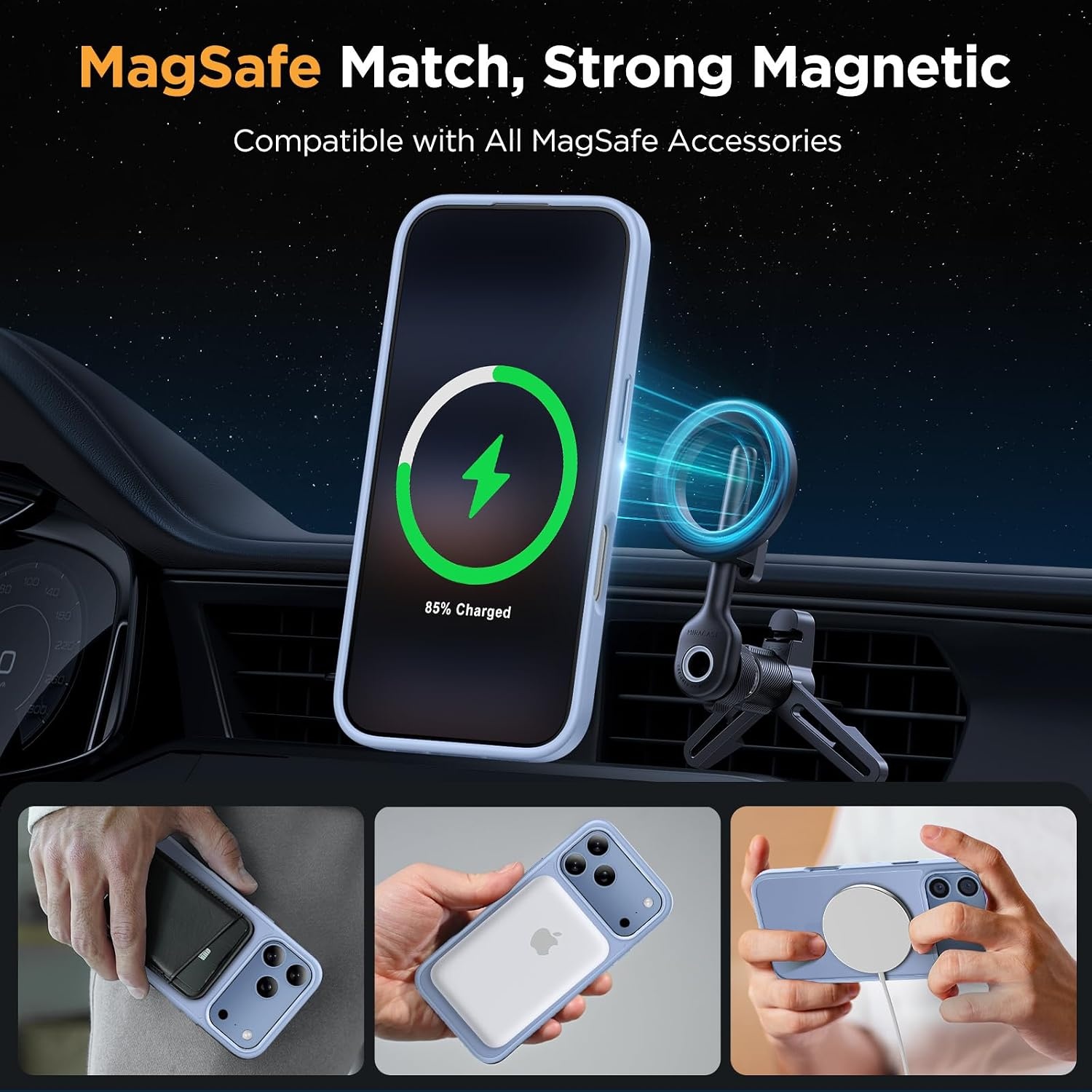 image:imageMiracase for iPhone 16 Pro Matte Series Case Magnetic OrangeGlacier Blue