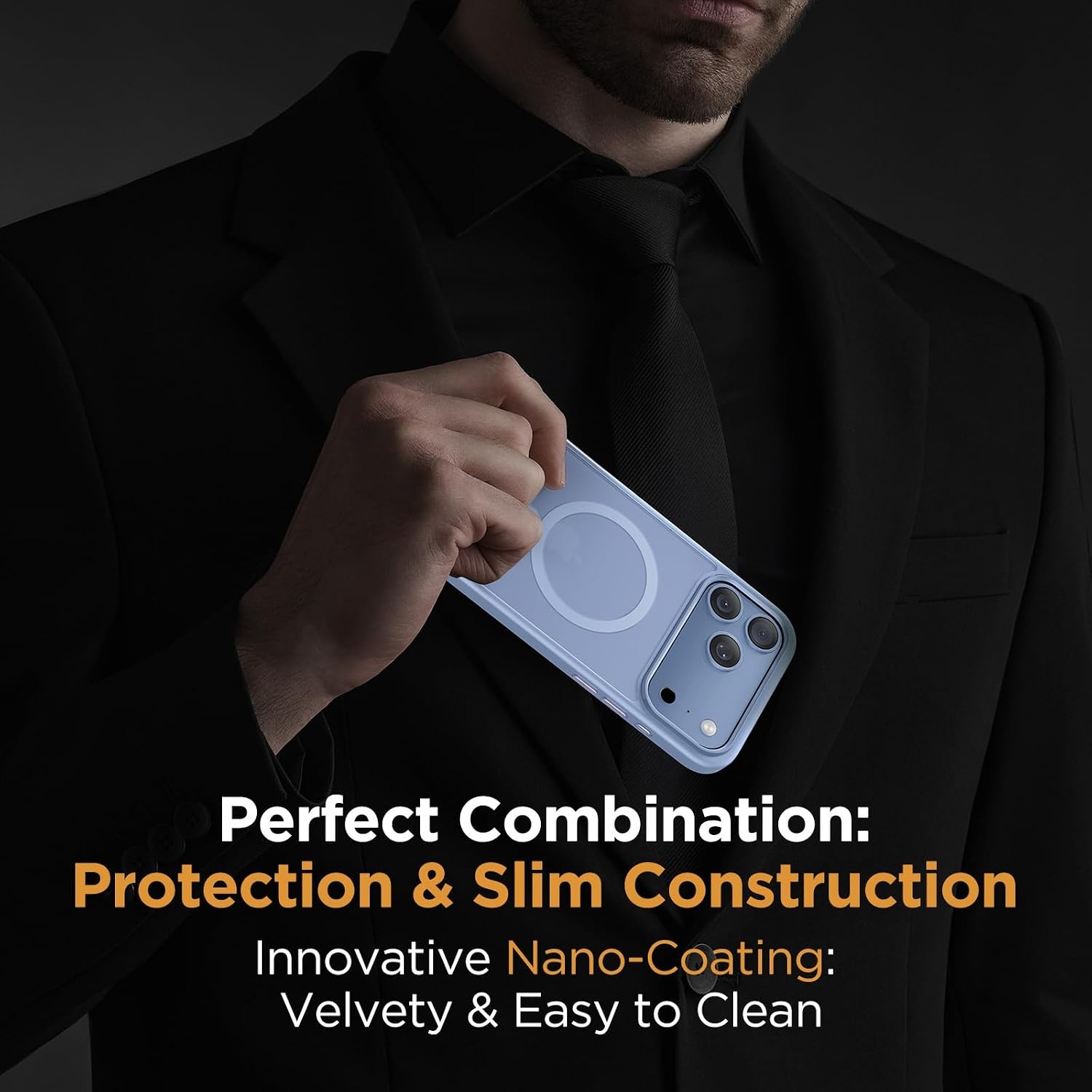 image:imageMiracase for iPhone 16 Pro Matte Series Case Magnetic OrangeGlacier Blue