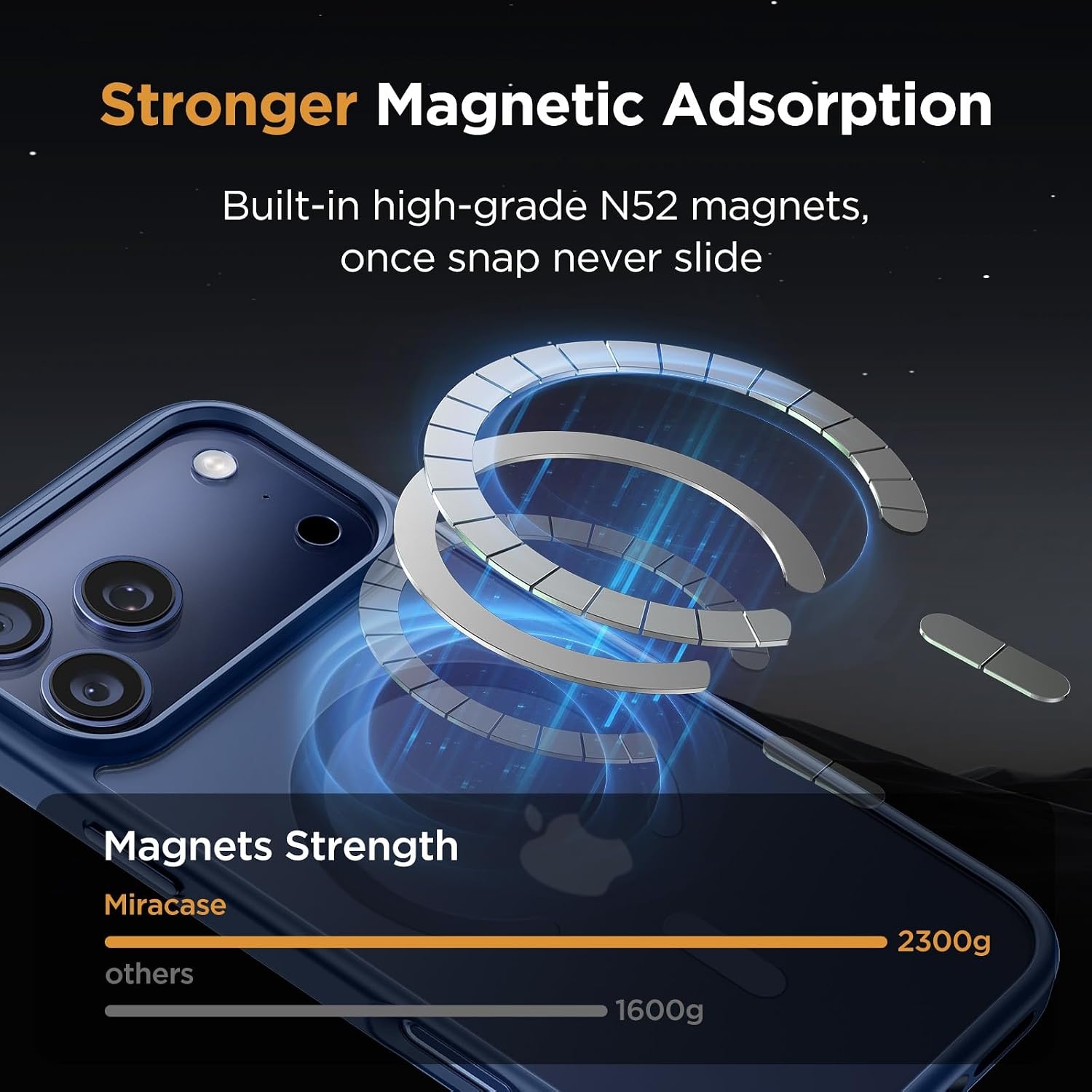image:imageMiracase for iPhone 16 Pro Matte Series Case Magnetic OrangeGlass Blue