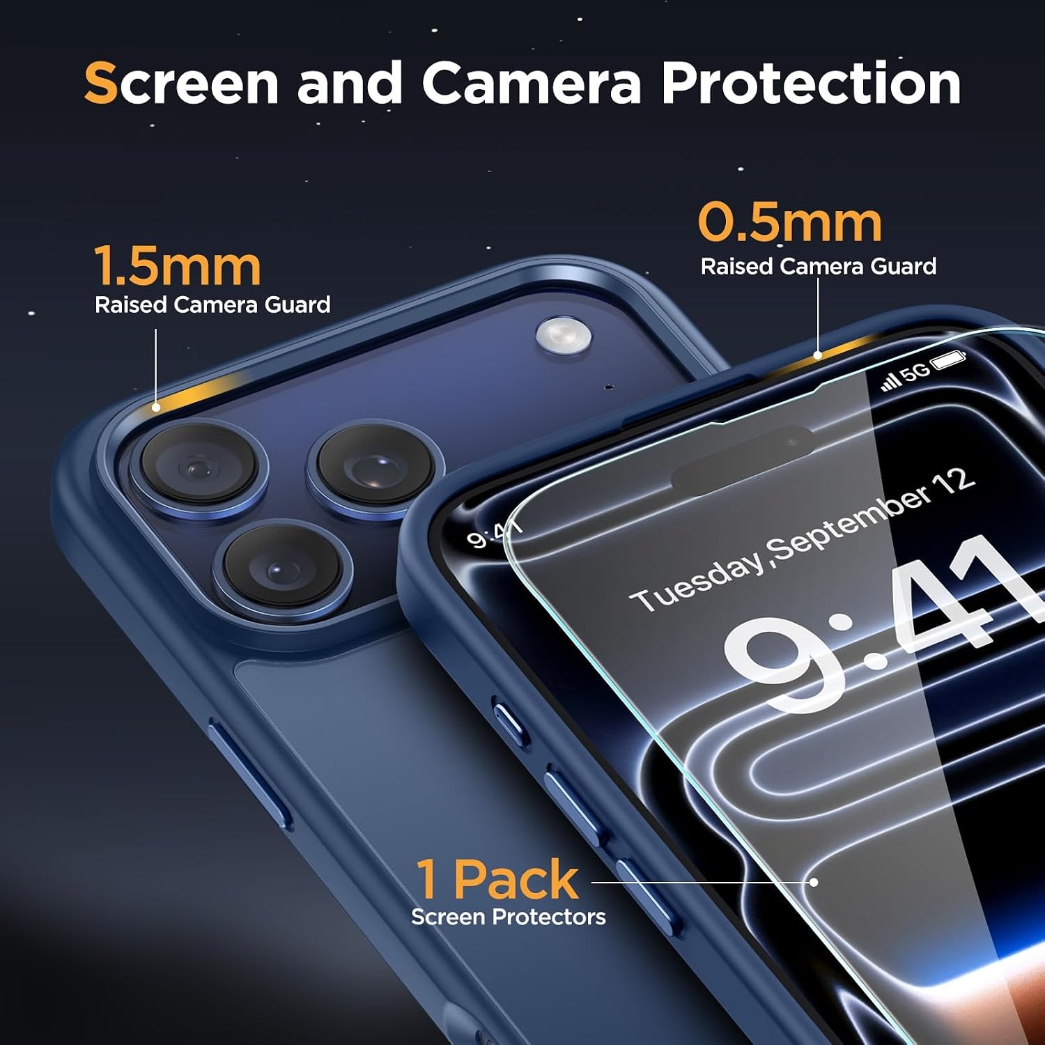 image:imageMiracase for iPhone 16 Pro Matte Series Case Magnetic OrangeGlass Blue