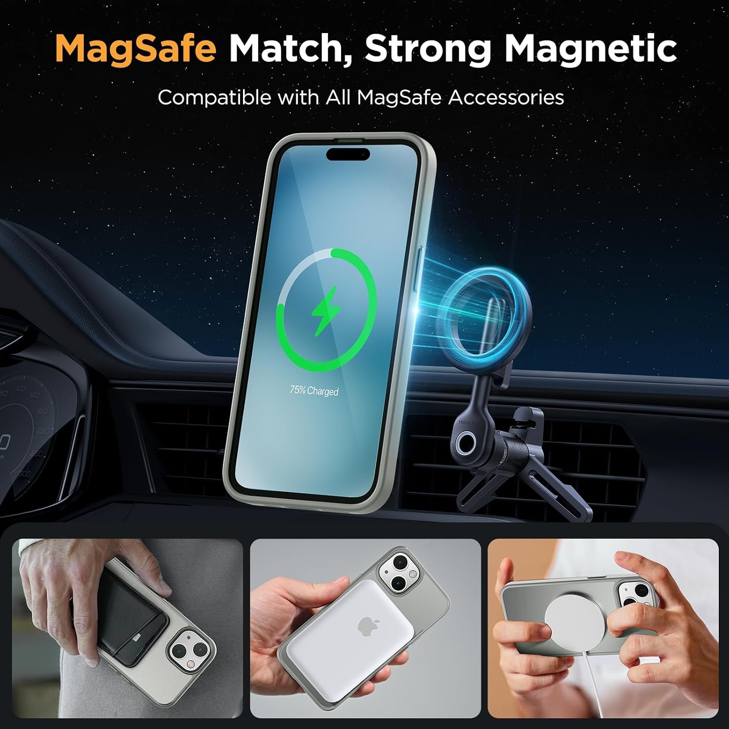 image:imageMiracase for iPhone 16 Pro Matte Series Case Magnetic OrangeGray