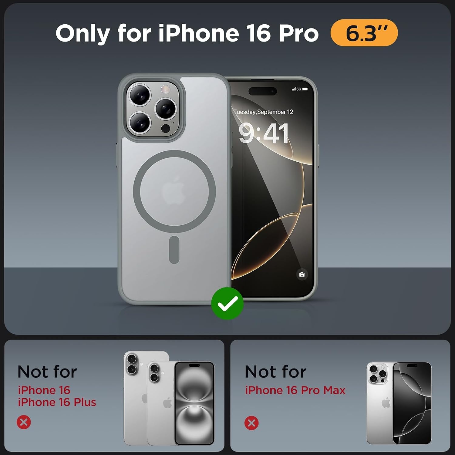image:imageMiracase for iPhone 16 Pro Matte Series Case Magnetic OrangeGray
