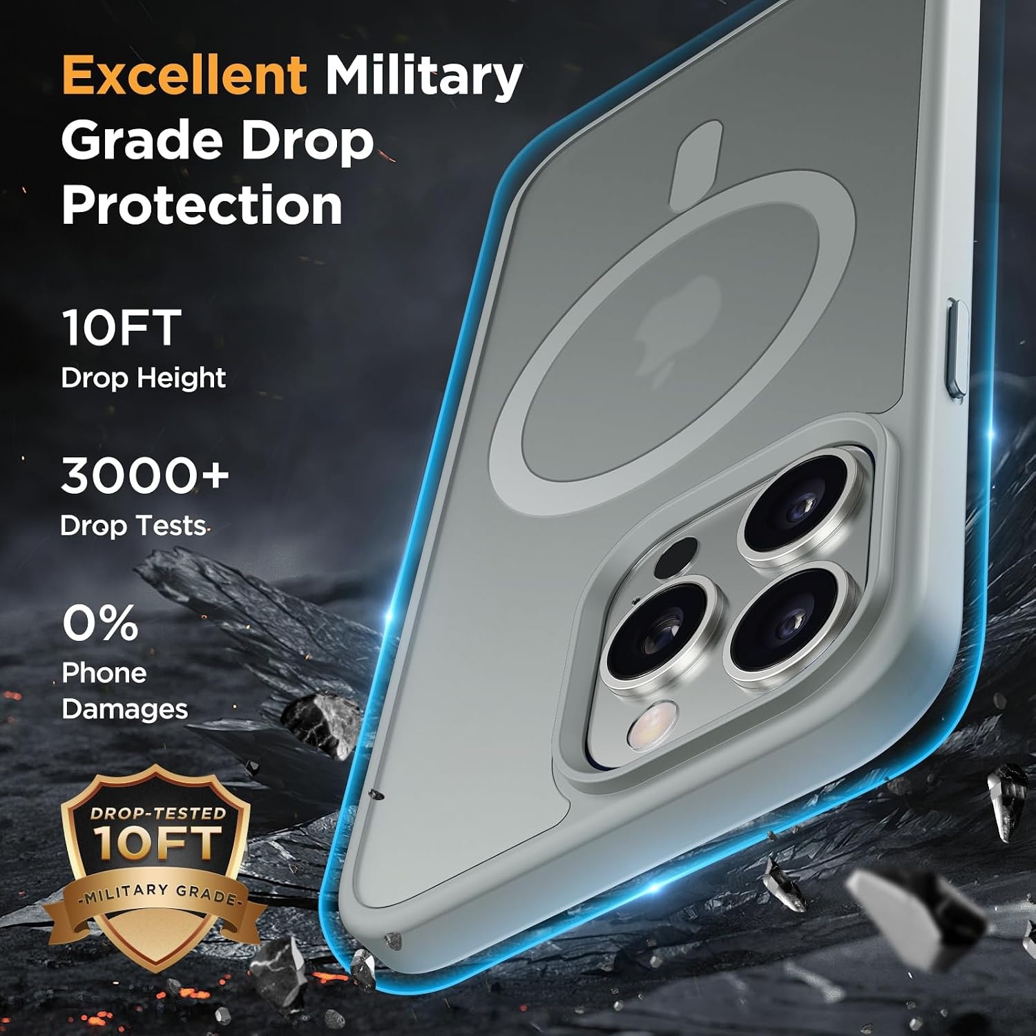 image:imageMiracase for iPhone 16 Pro Matte Series Case Magnetic OrangeGray