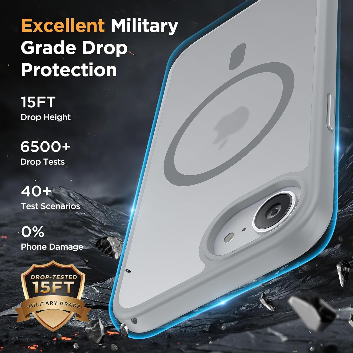 image:imageMiracase for iPhone 16 Pro Matte Series Case Magnetic OrangeGray