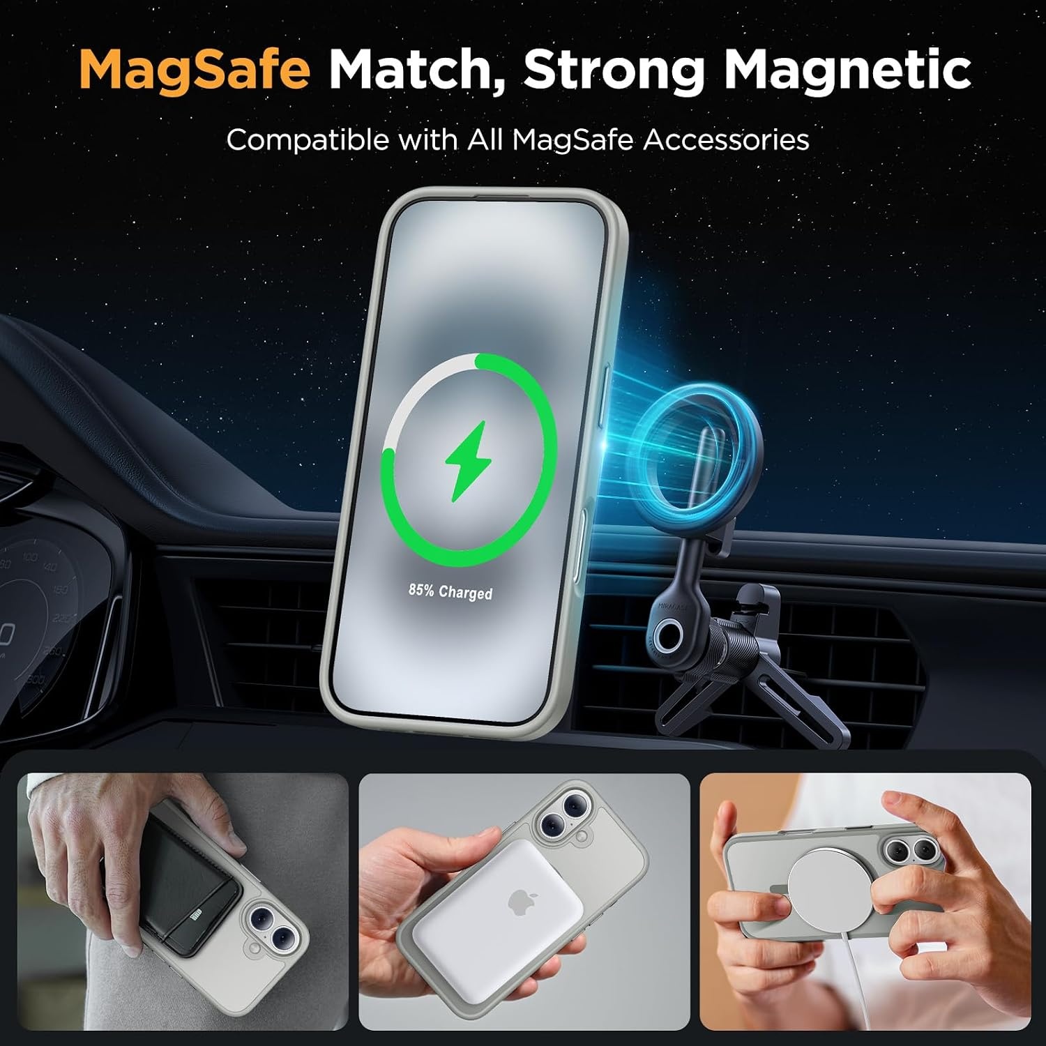 image:imageMiracase for iPhone 16 Pro Matte Series Case Magnetic OrangeGray